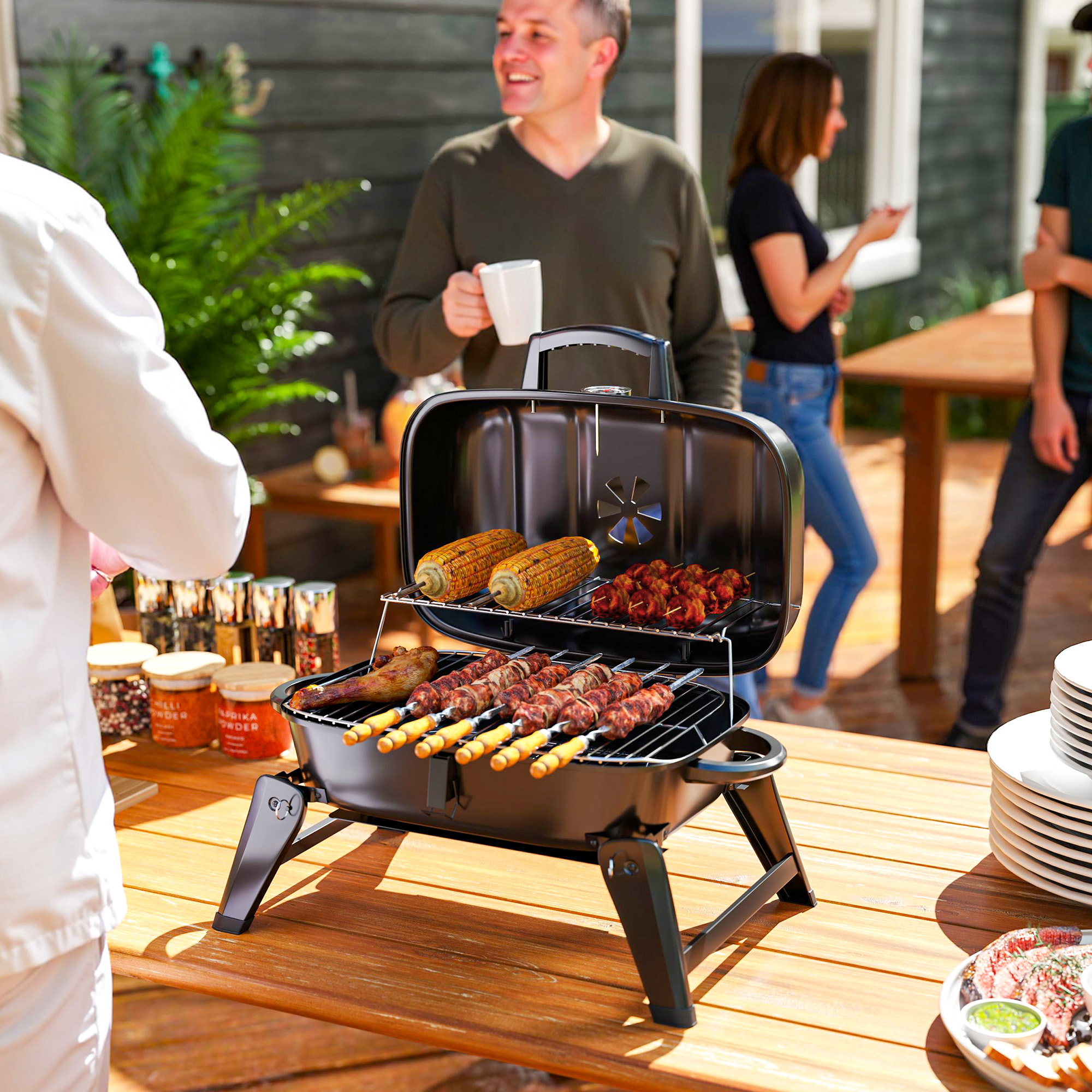Outsunny Charcoal Barbecue Grill Folding BBQ Grill