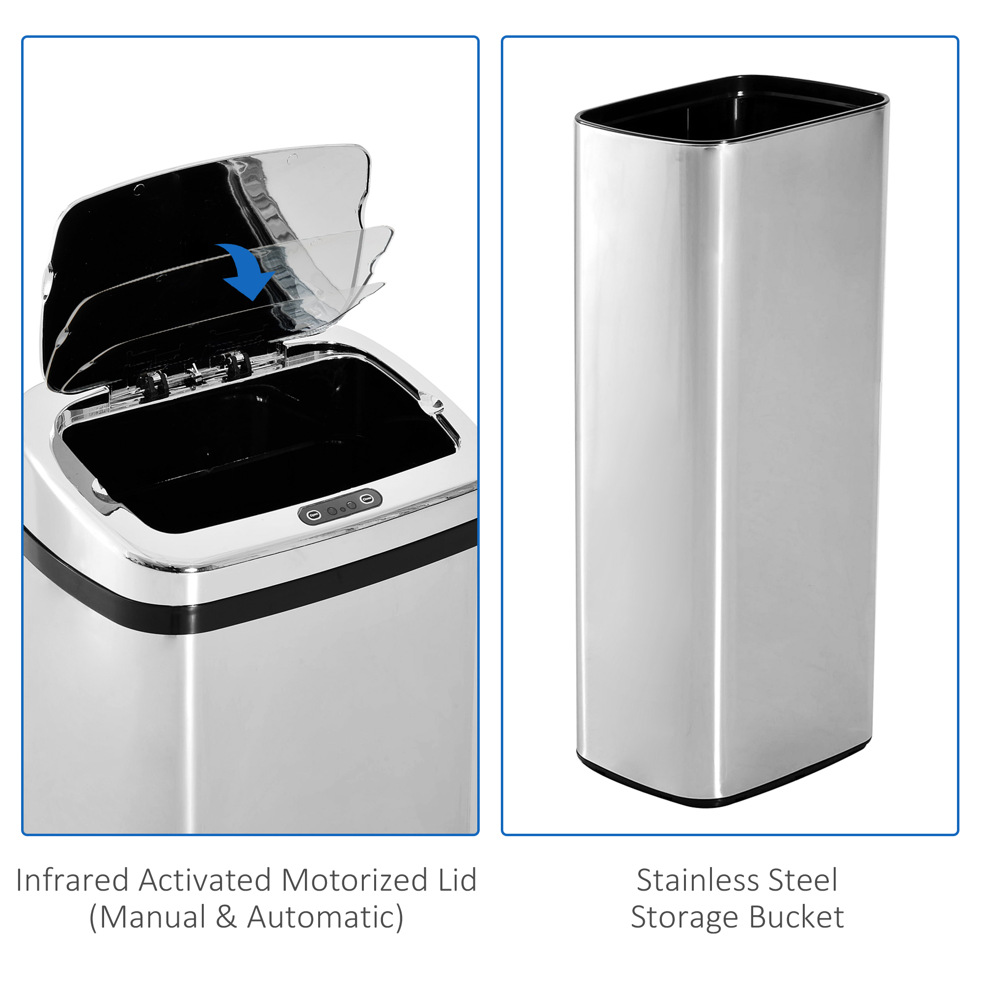 50L Infrared Touchless Automatic Motion Sensor Dustbin Stainless Steel Trash — image 2