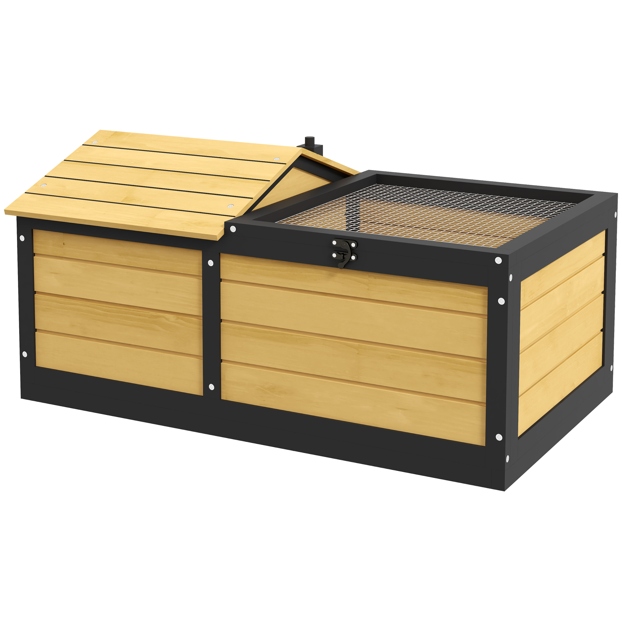 Wooden Tortoise House,Small Pet Reptile Shelter,with Hide Den And Run-Yellow