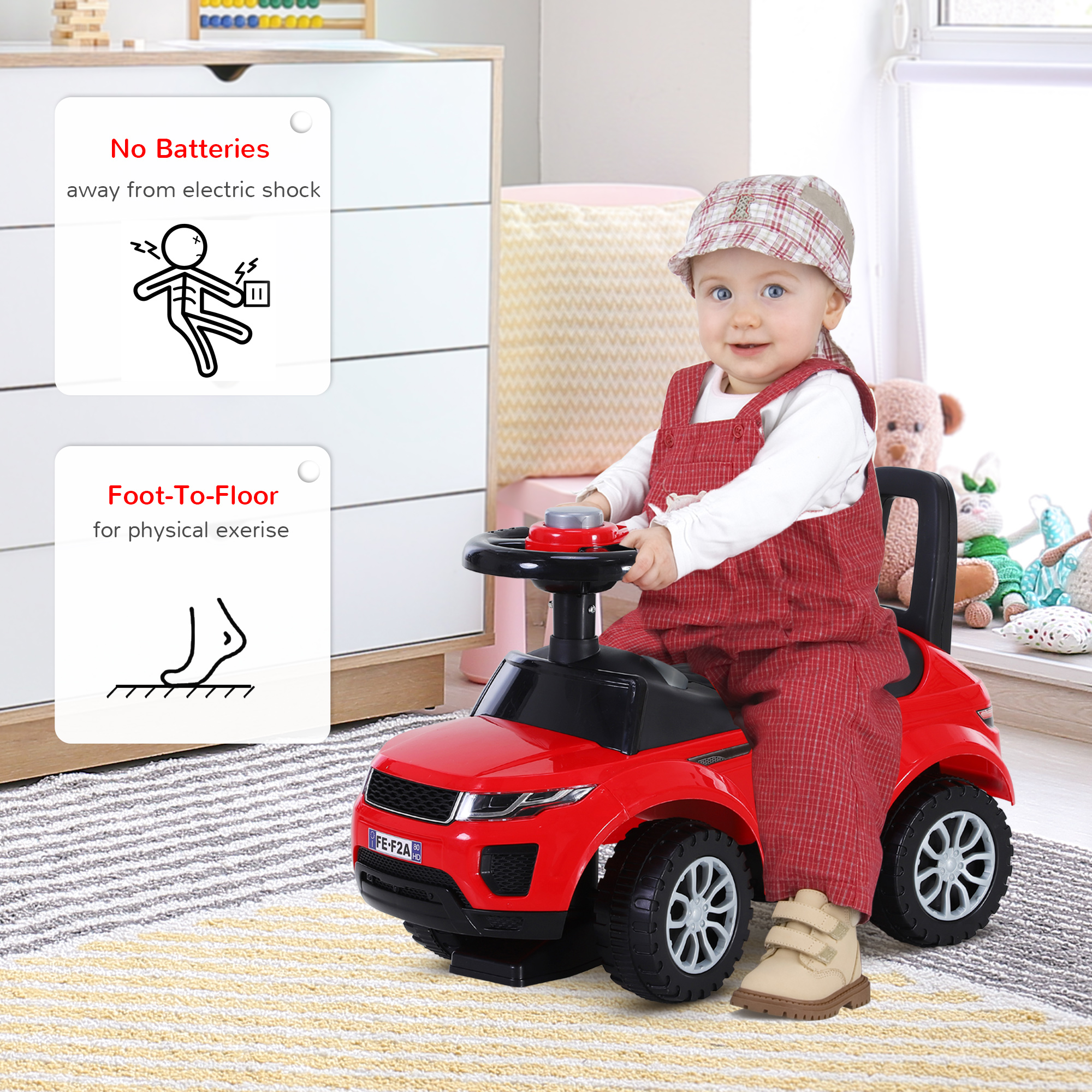3-in-1 Ride On Car Foot To Floor Slider Toddler W/ Horn Steering Wheel NO POWER — image 4