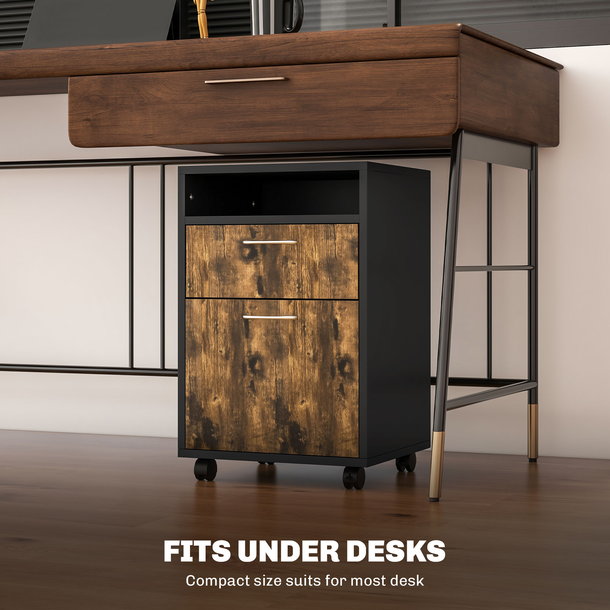 Filing Cabinet,Mobile File Cabinet With 2 Lockable Drawers,Office Home — image 3