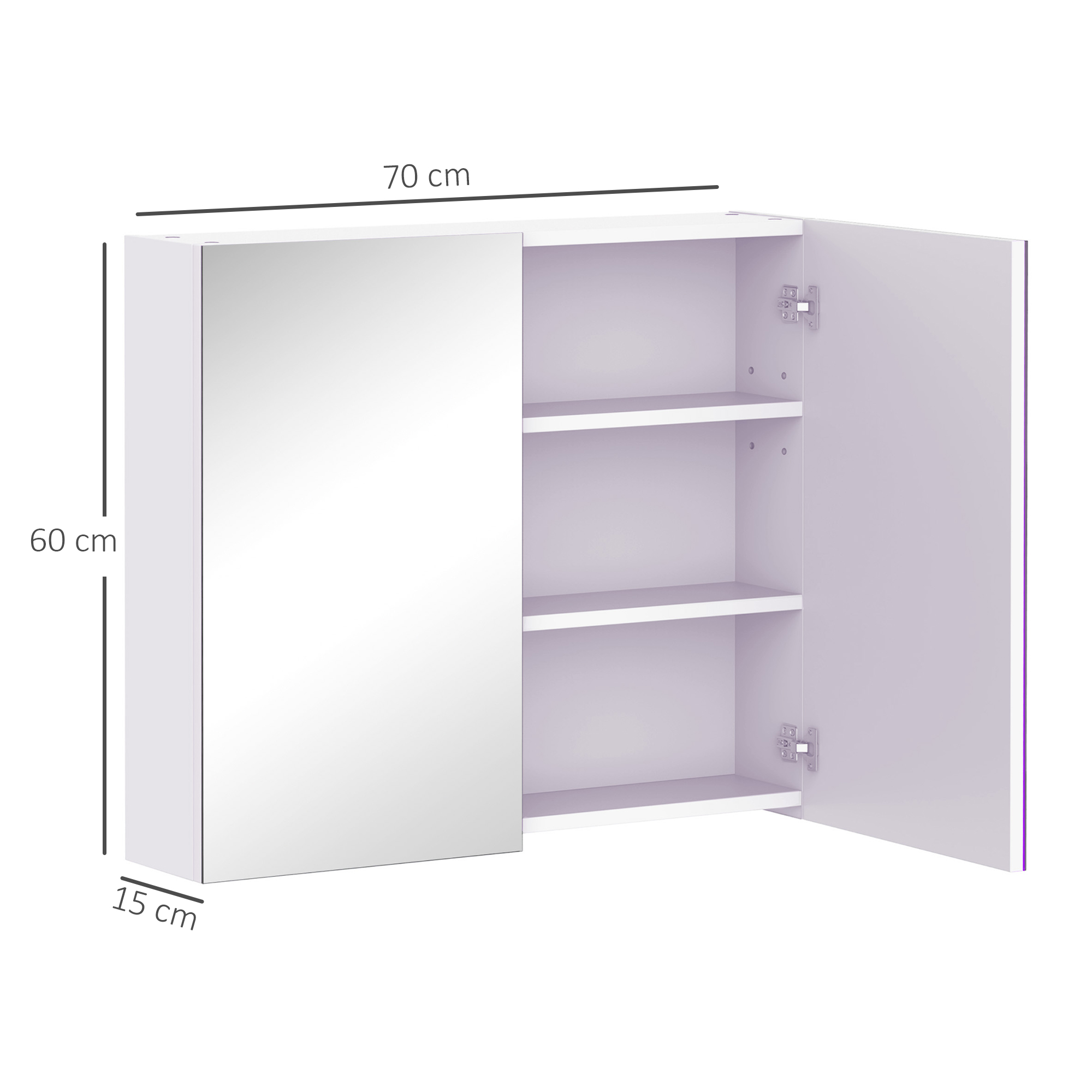 Mirror Cabinet,Wall Mount Bathroom Storage Cabinet With Adjustable Shelf,Double — image 5