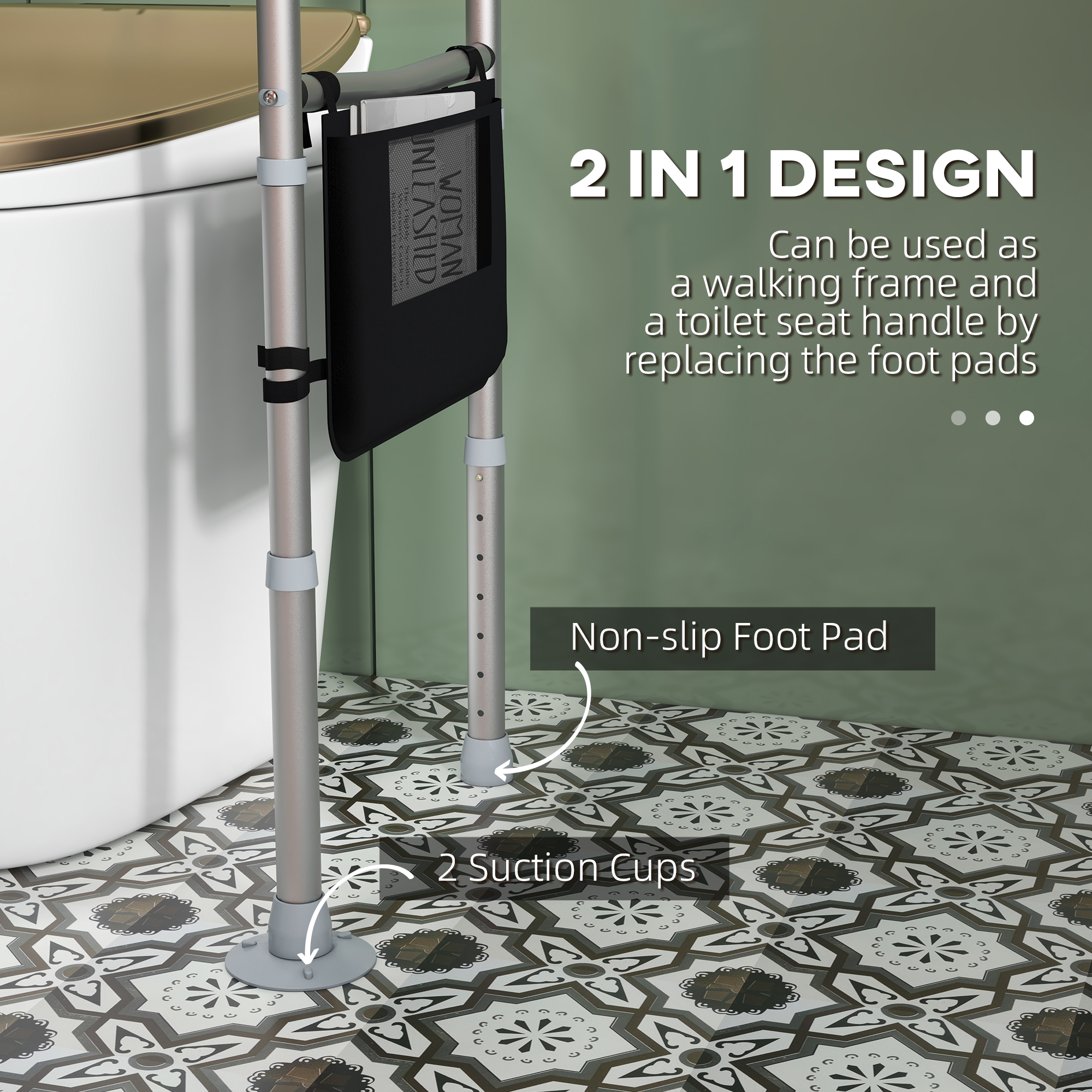 Free Standing Toilet Frame,Height And Width Adjustable Safety Frame With Arms,2 — image 5