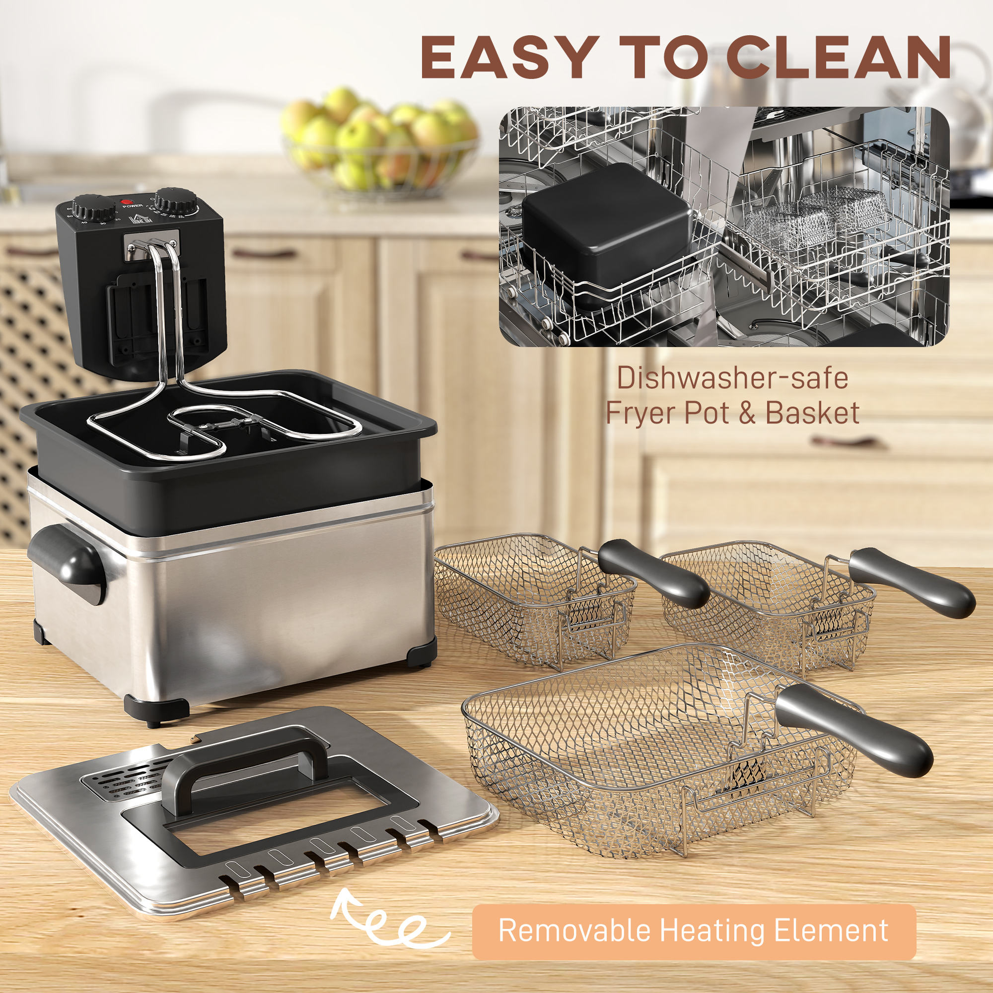 5 Litre Deep Fat Fryer Stainless Steel With Adjustable Temperature,60min — image 2