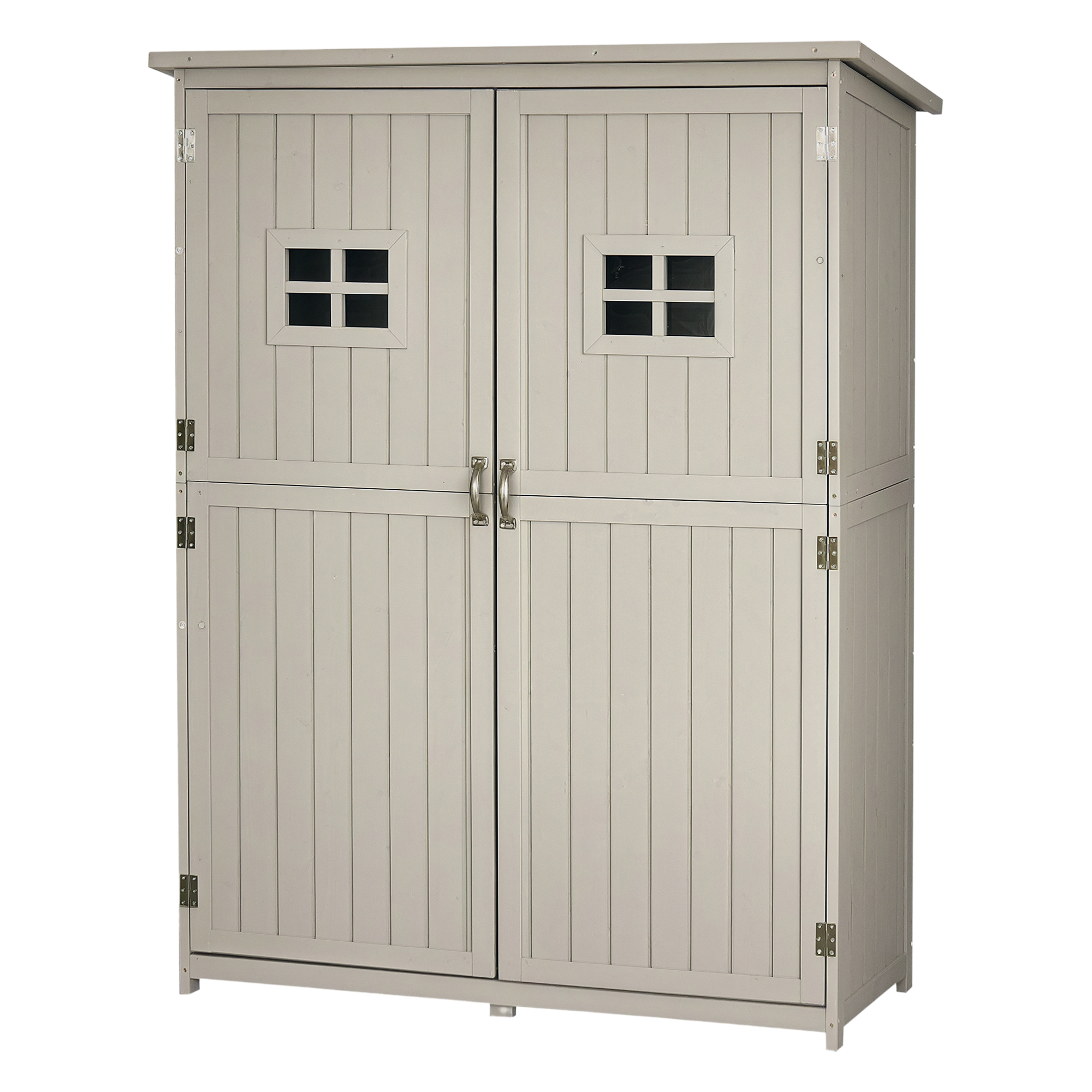 Wooden Garden Shed With Two Windows,Tool Storage Cabinet,Outdoor Double Door — image 4
