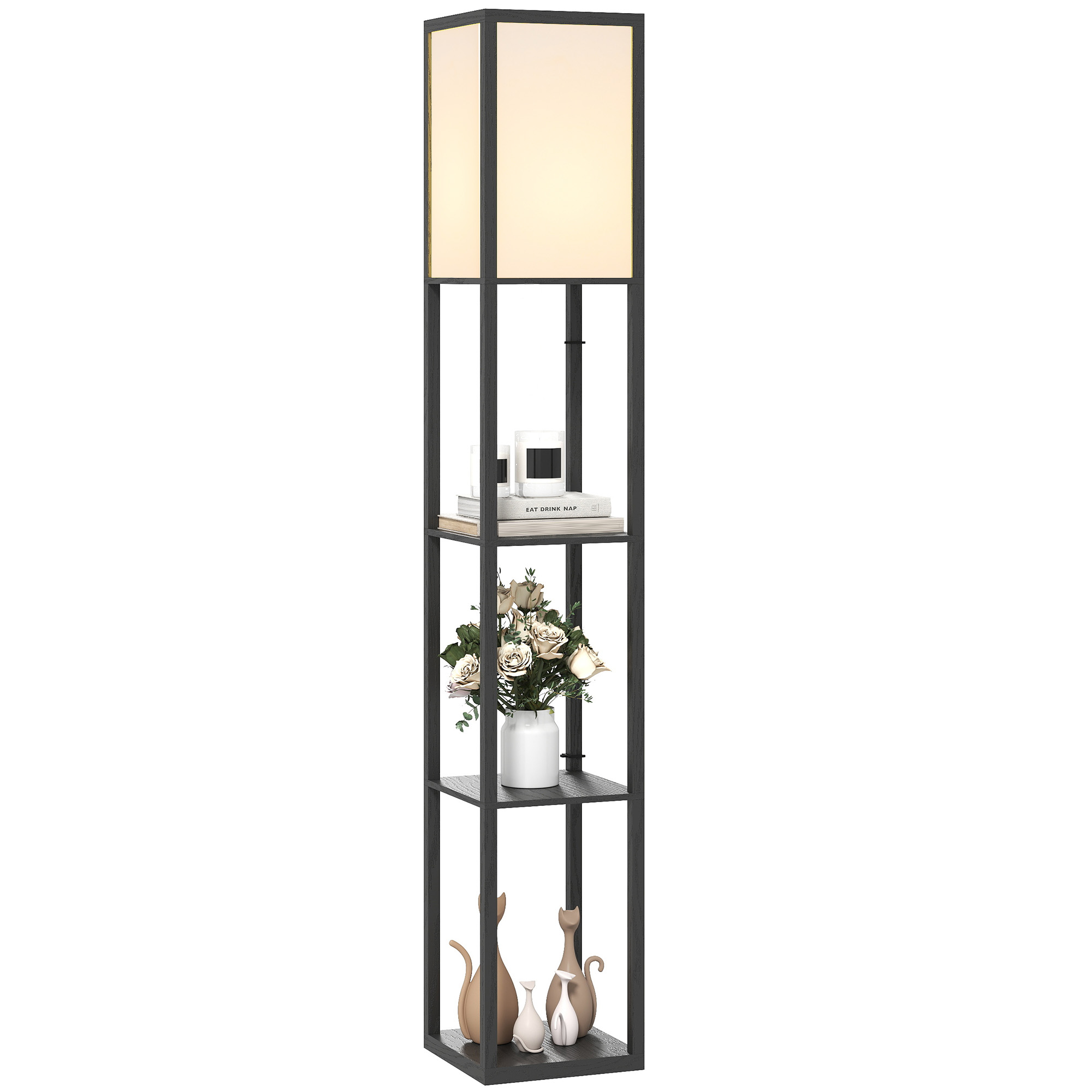 Floor Lamp With Shelves,3 Layer Column Modern Standing For Living — image 2