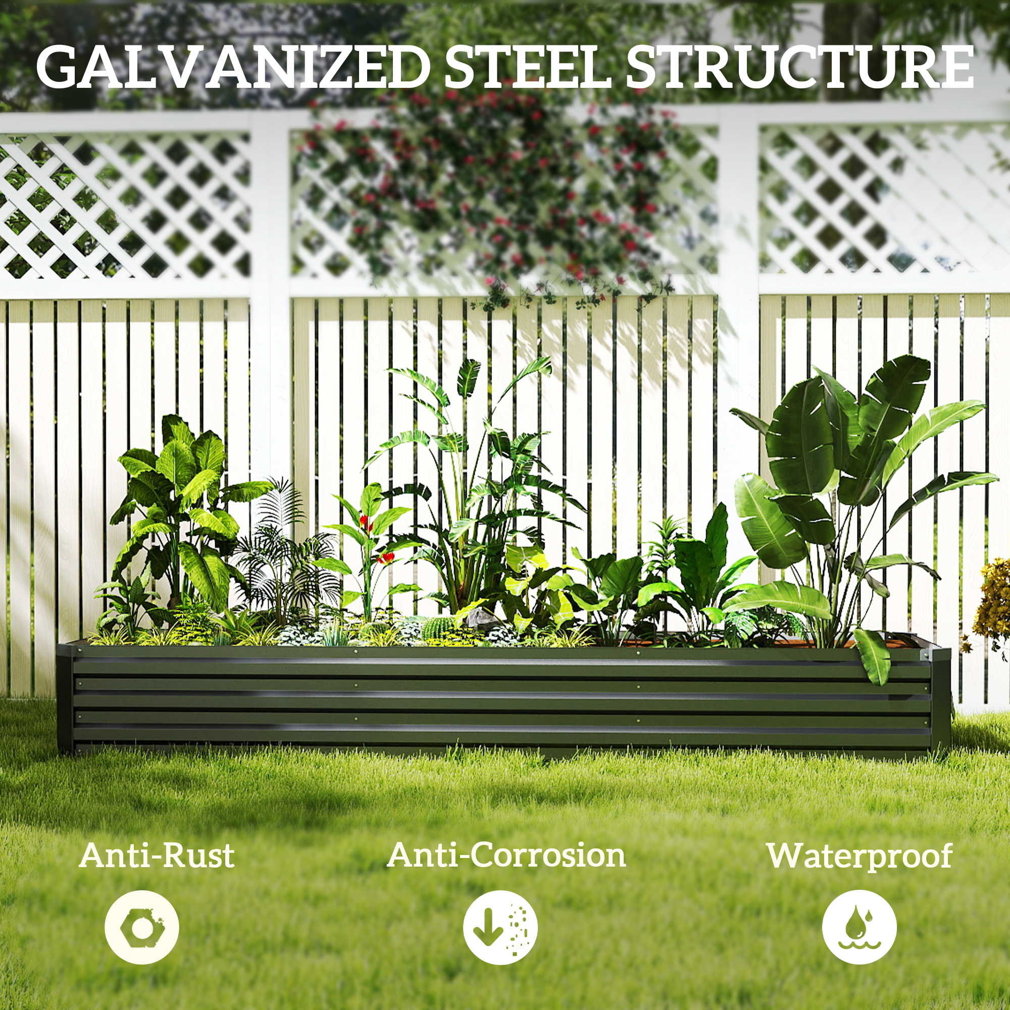 60 X 240cm Galvanised Steel Planter,with Open Bottom — image 2