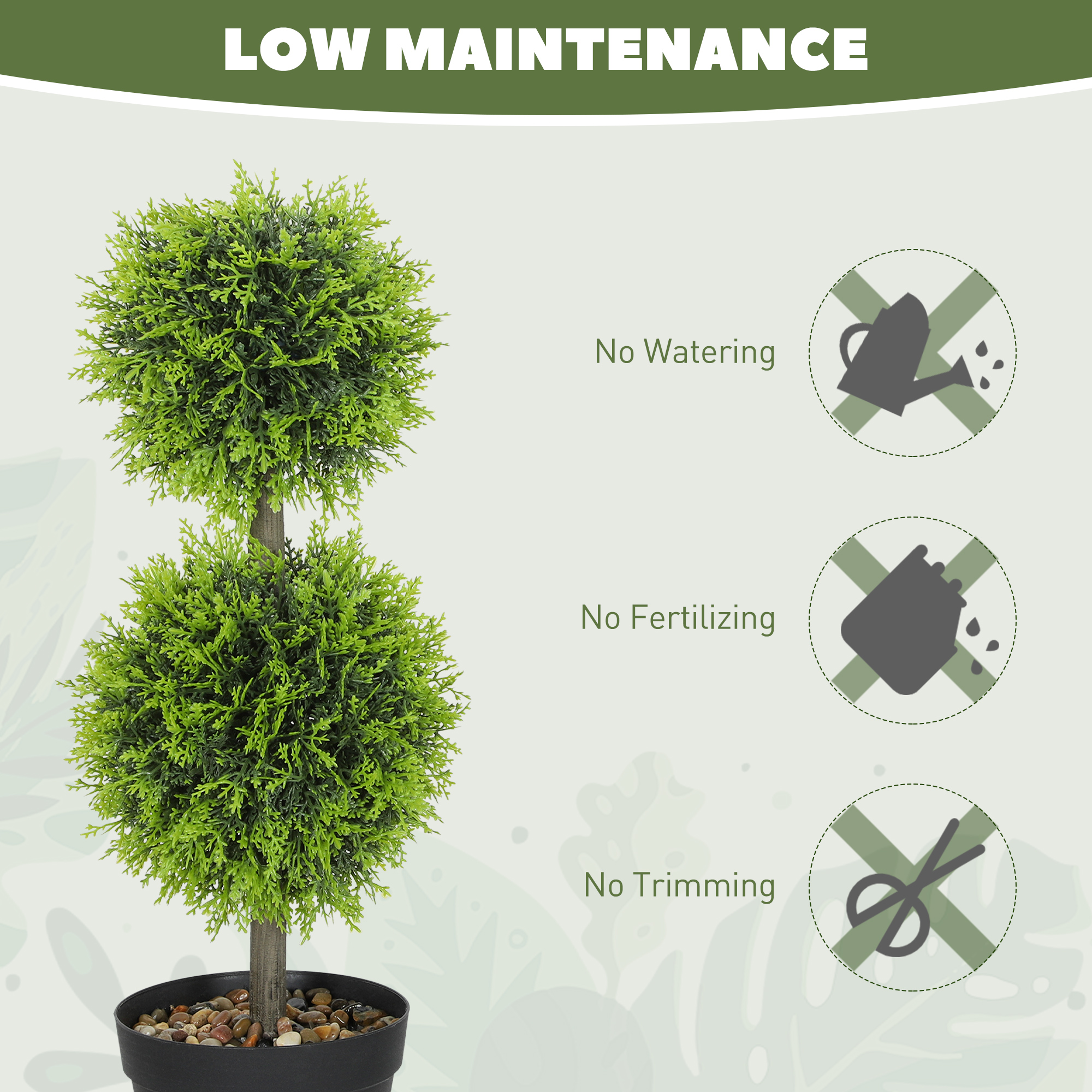 Set Of 2 Decorative Artificial Trees,Topiary Ball-shaped Boxwood Trees — image 2
