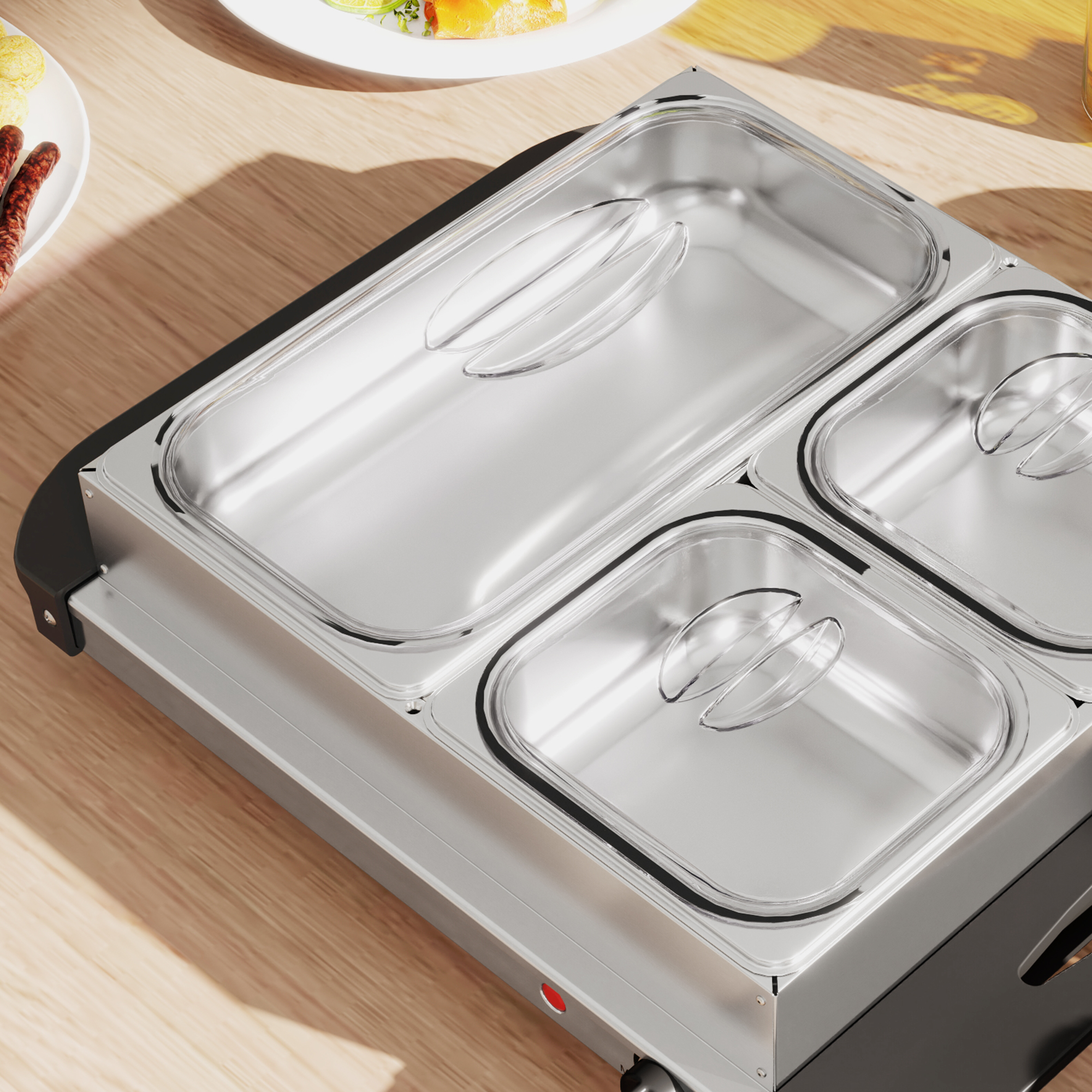 4.5L Stainless Steel Electric Buffet Server,with 3x Trays And Lids — image 5
