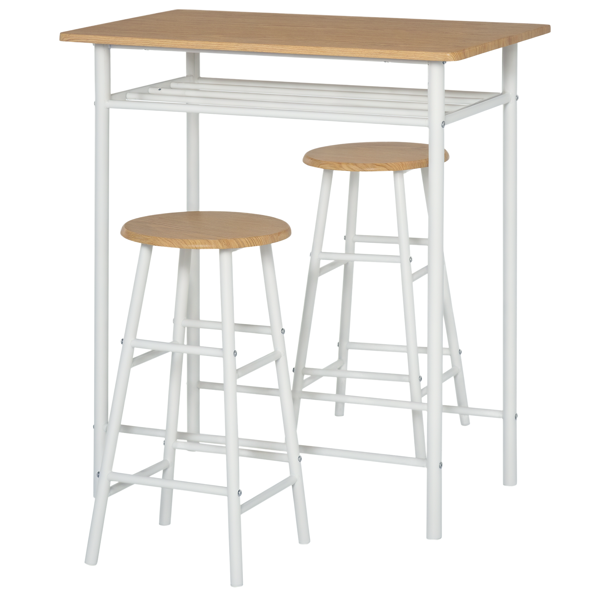 Bar Table Set,Bar And Stools Set,Footrest Storage Shelf,for Kitchen,Dining — image 3