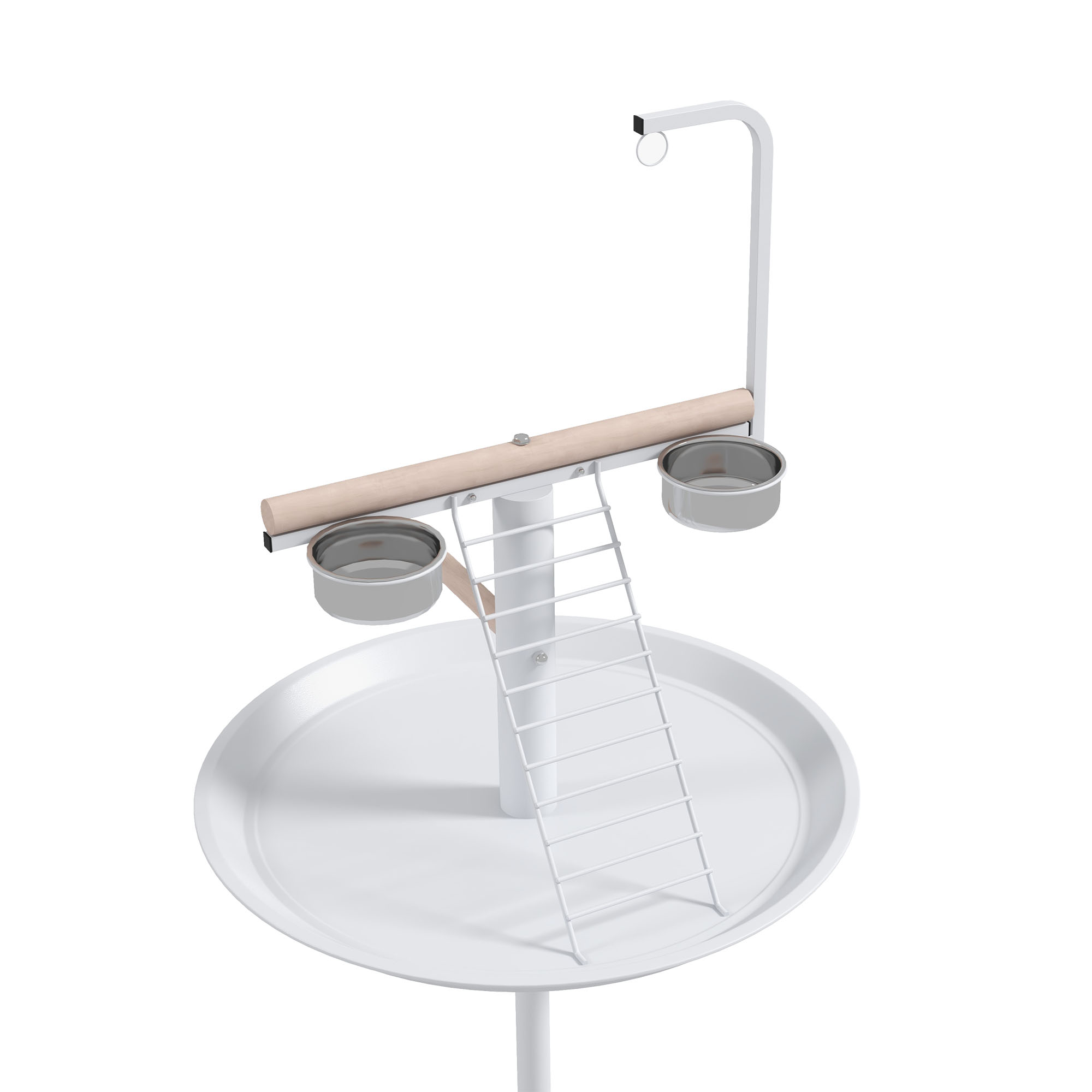 Bird Stand With Four Wheels,Perches,Stainless Steel Feed Bowls,Round Tray,for