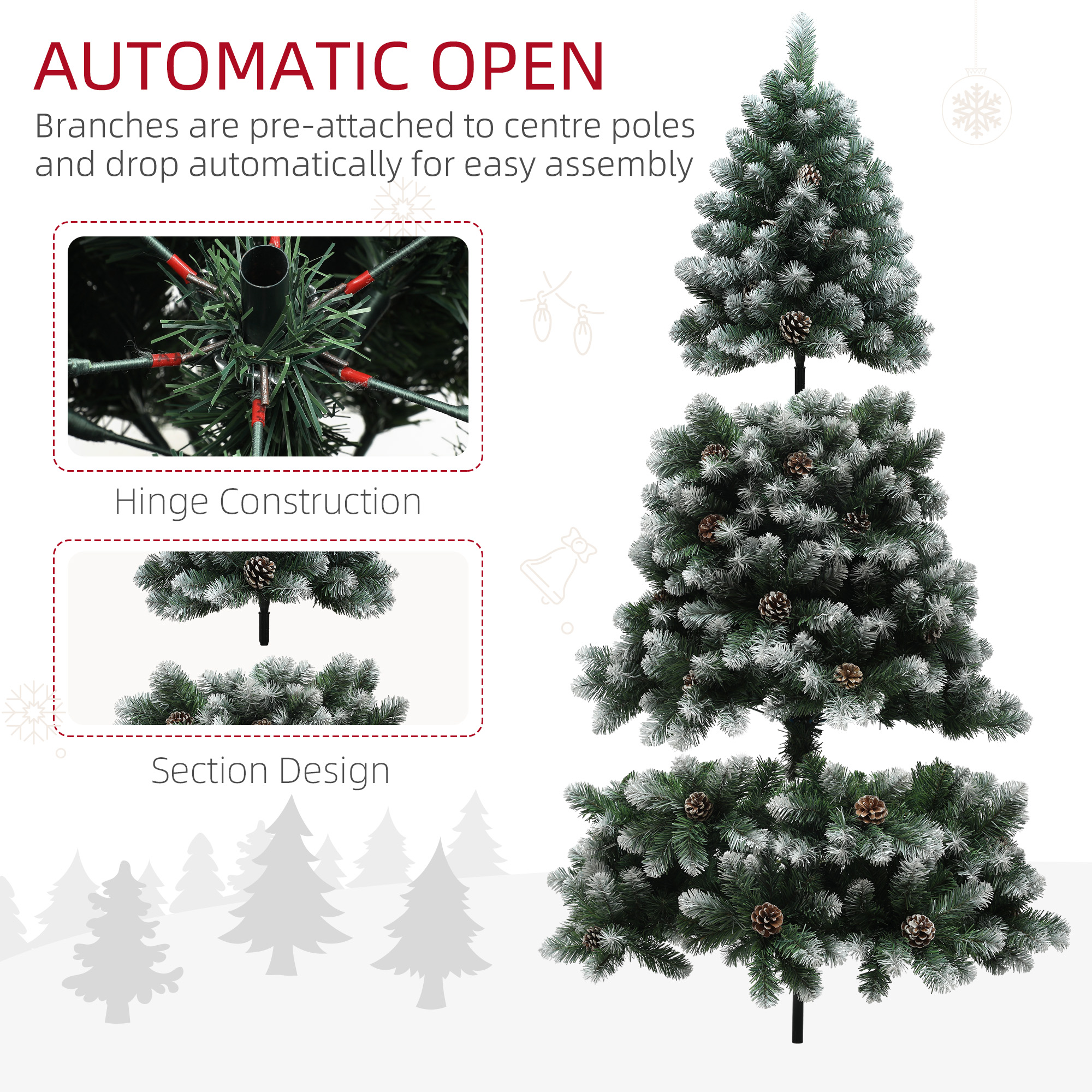 6ft Snow-Dipped Artificial Pine Christmas Tree — image 4