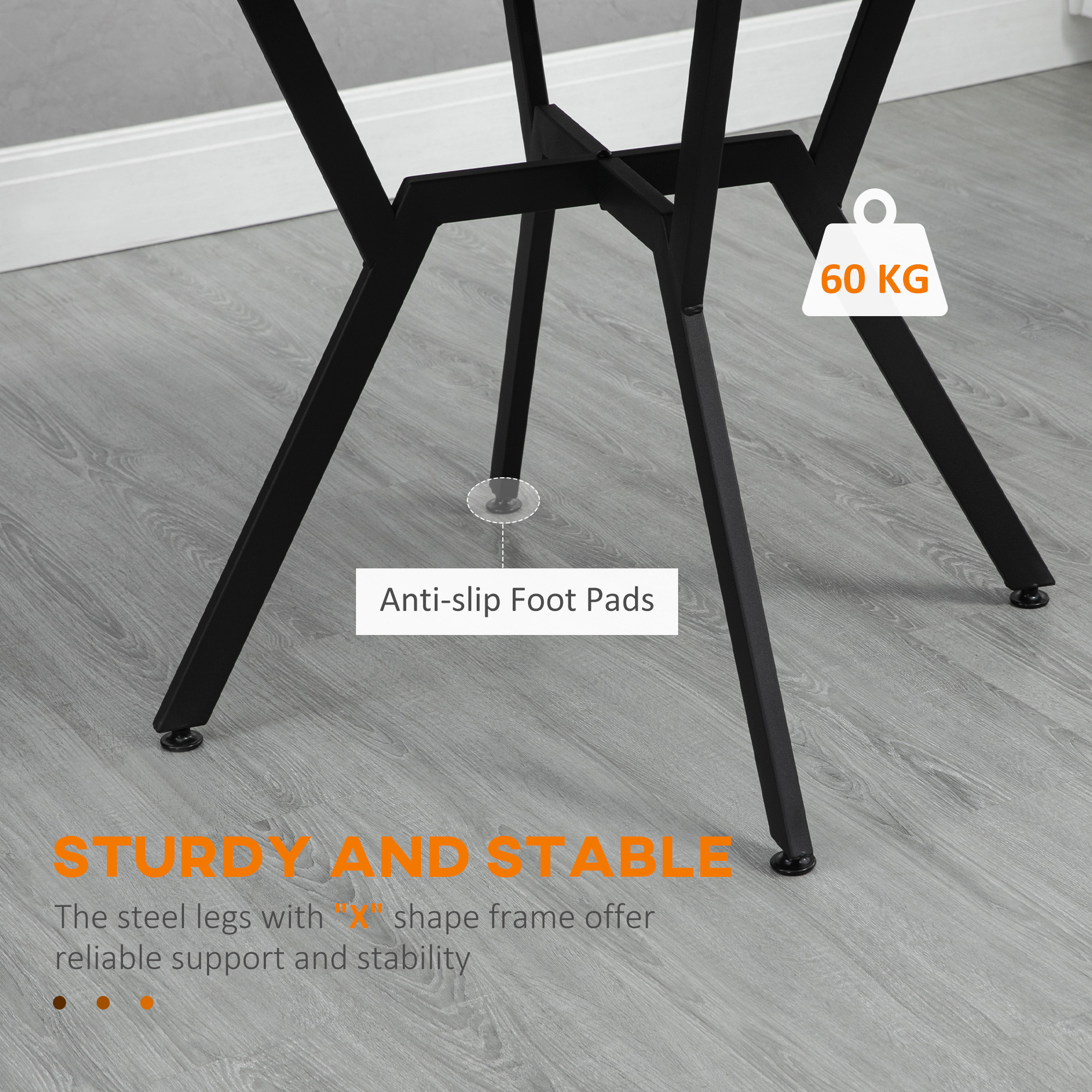 Dining Table,Round Kitchen Table With Black Legs,Anti-slip Foot Pads For Living — image 3