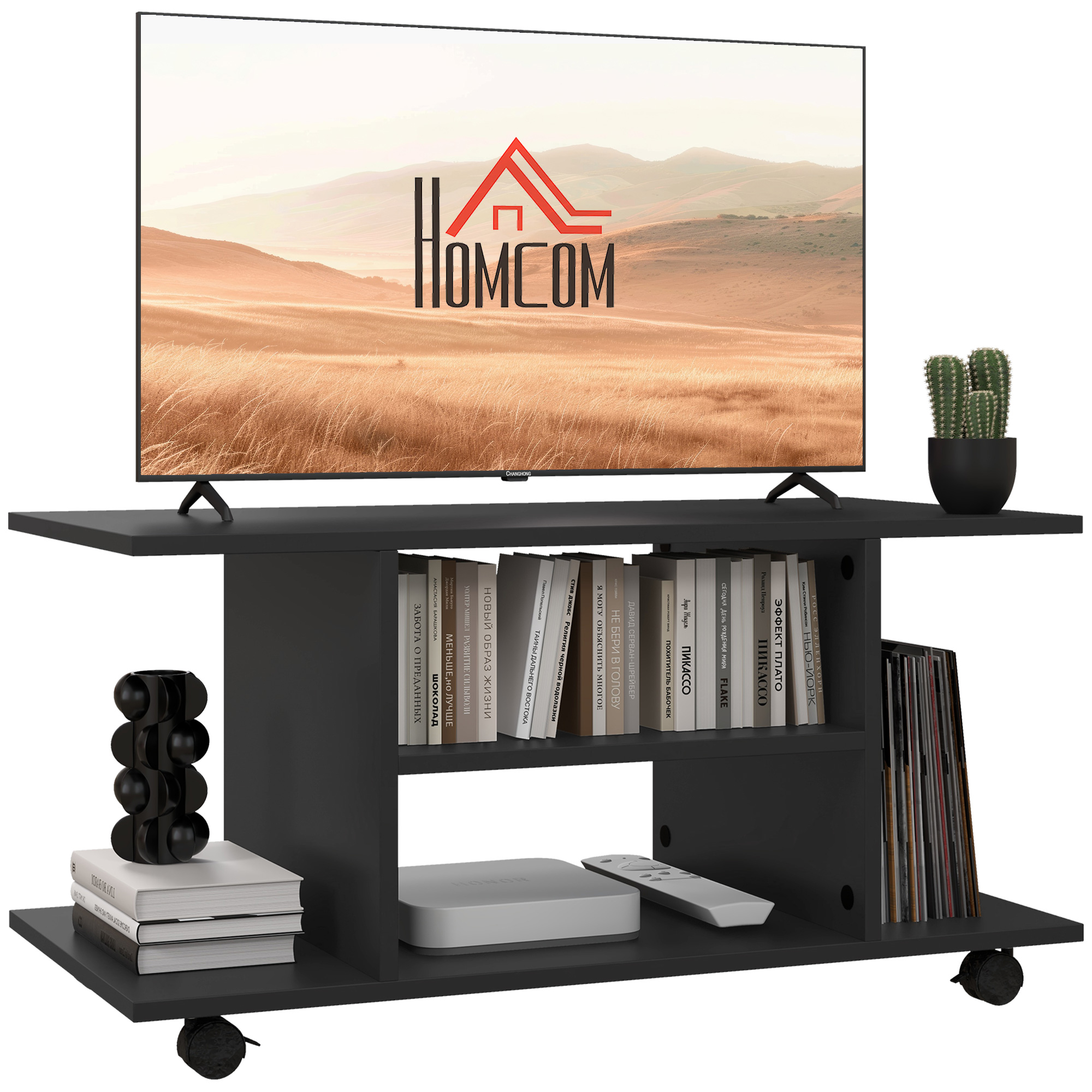 Modern TV Cabinet Stand Storage Shelves Table Mobile Bedroom Furniture — image 3