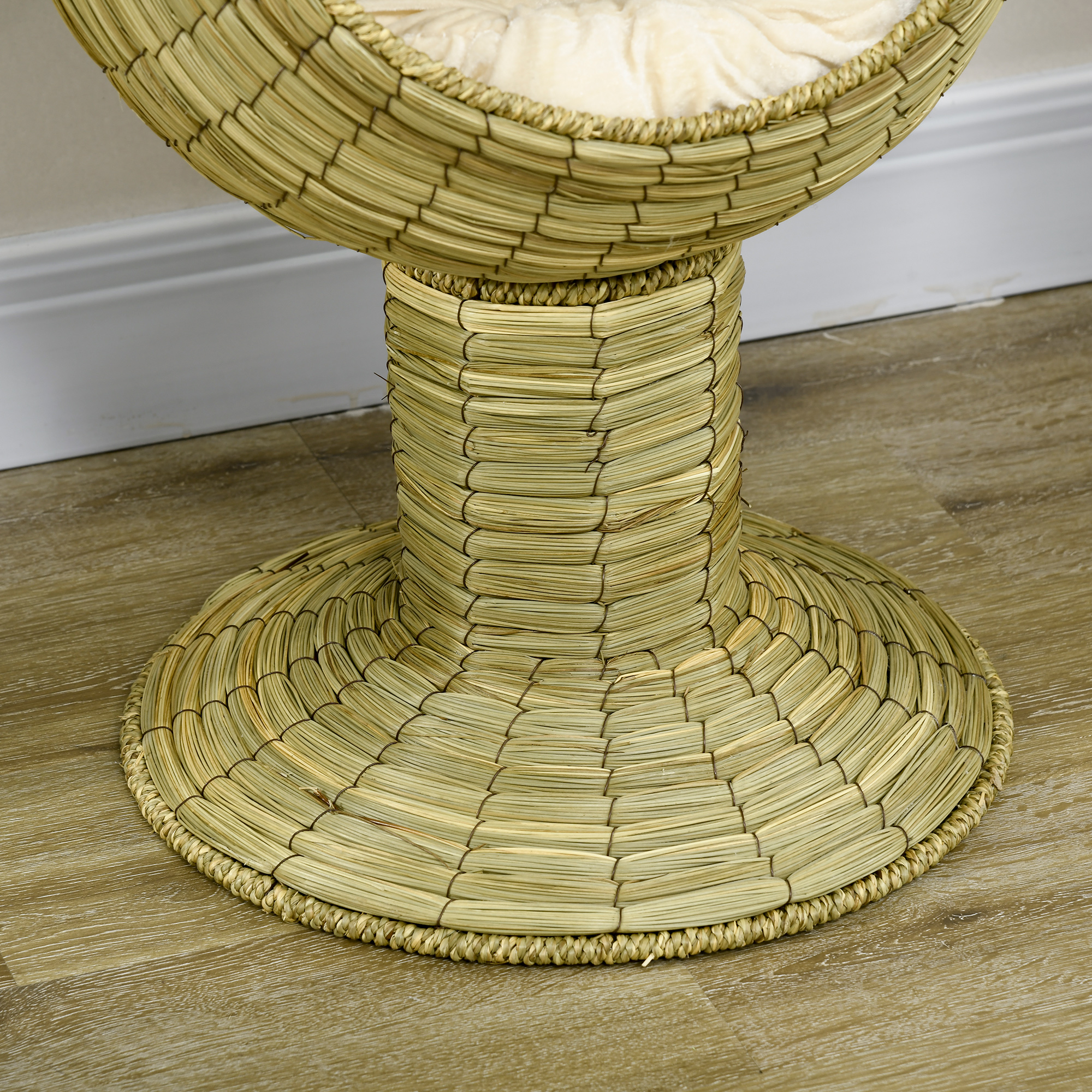 Raised Detachable Cat House,Natural Mat Grass Cat Bed,with Cushion detail photo 2