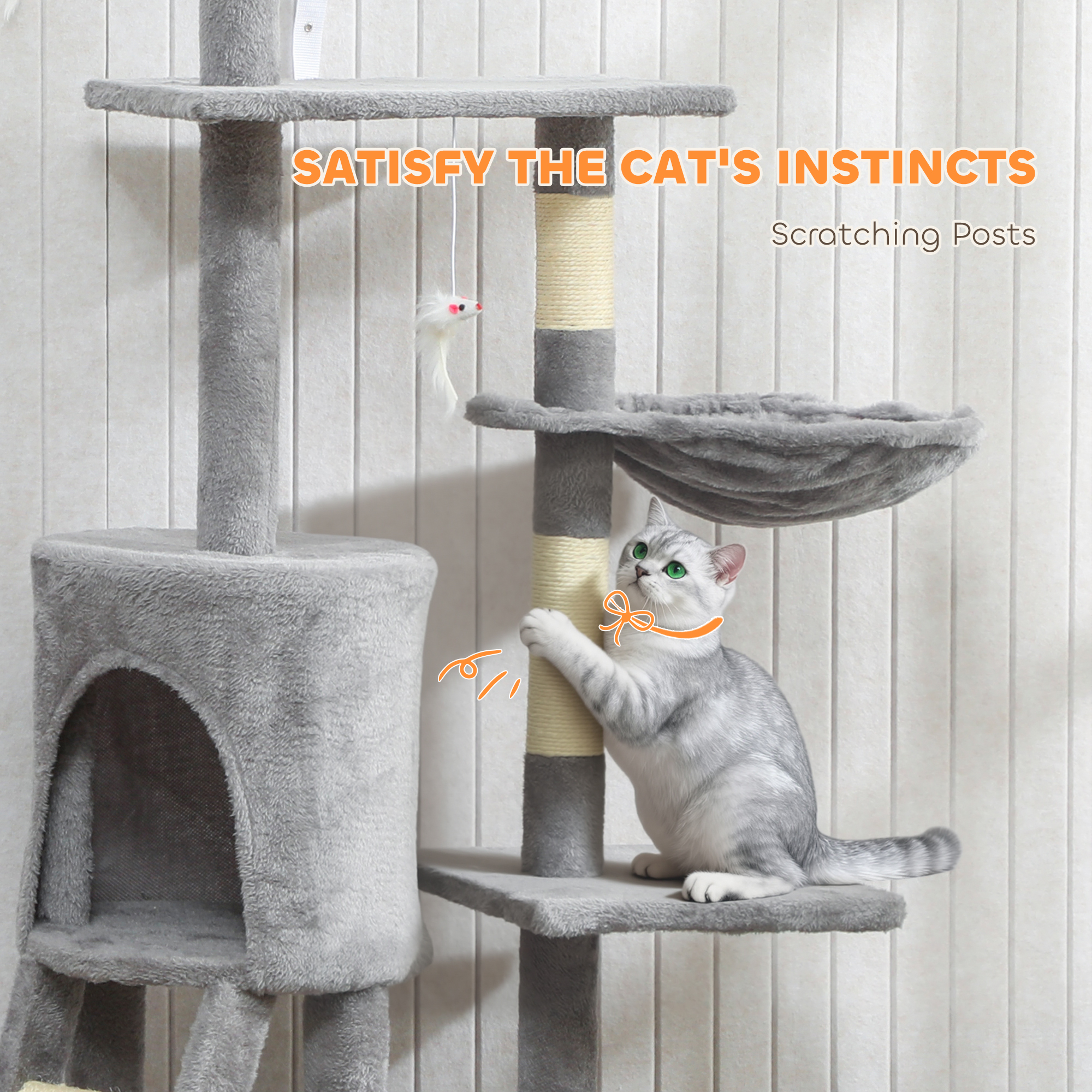 Multi-Level Cat Tower,134cm Tree With Condo And Sisal Scratching Posts — image 5