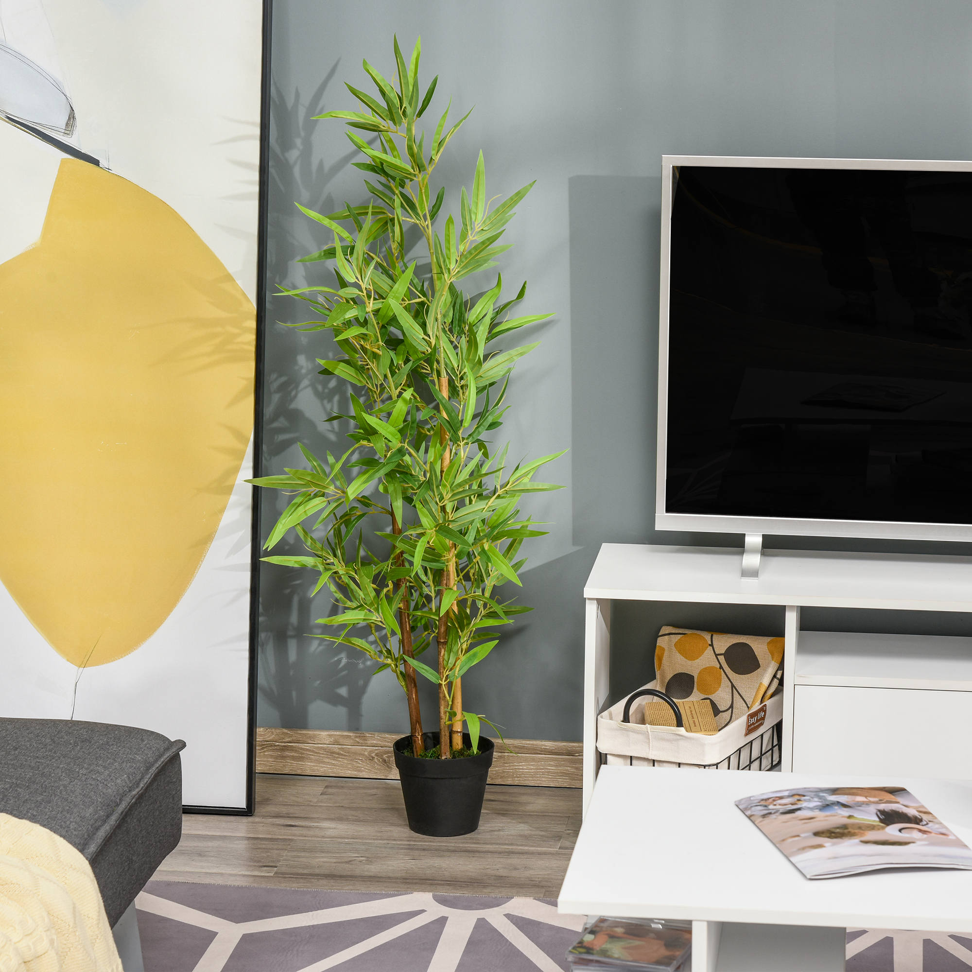 Artificial Ficus Tree,with Weighted Plant Pot-Green
