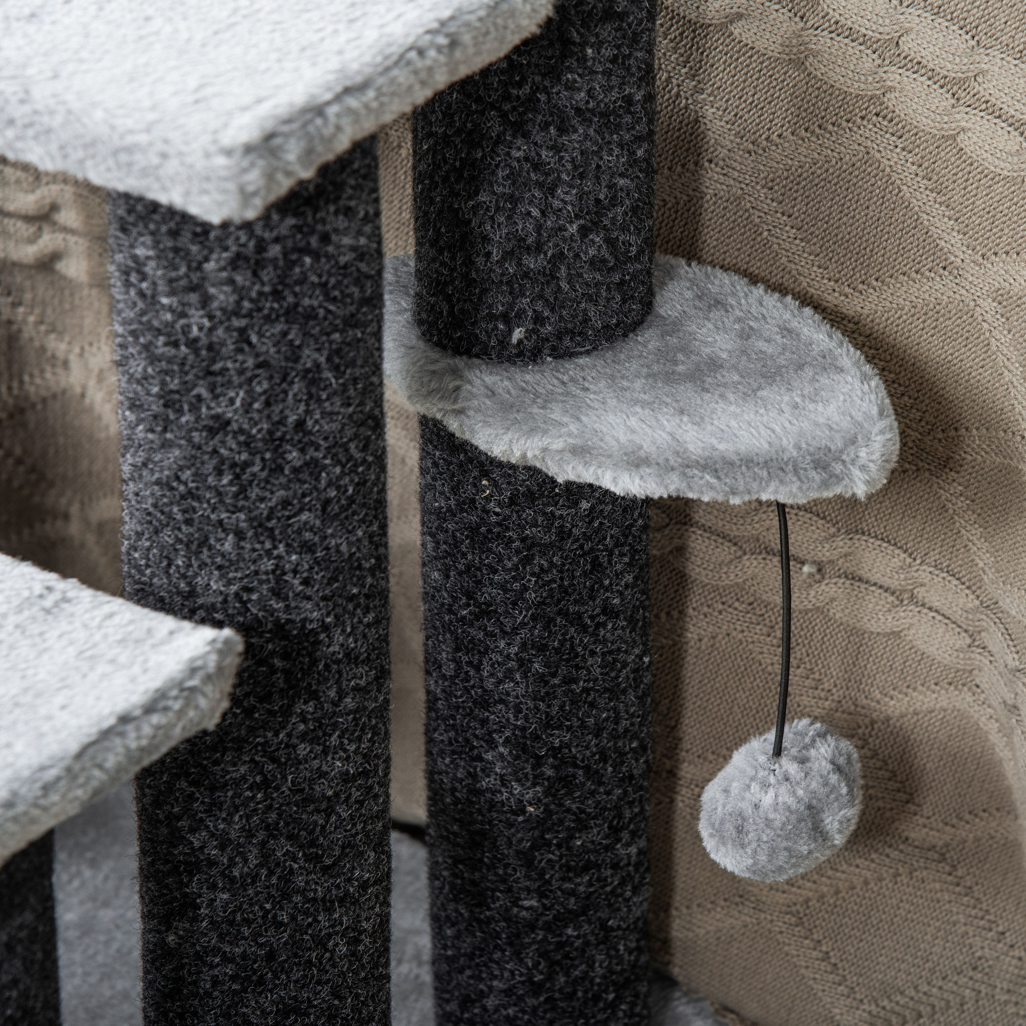 4-step Pet Stairs With Scratching Posts,Platforms,Toy Ball,Grey detail photo 2