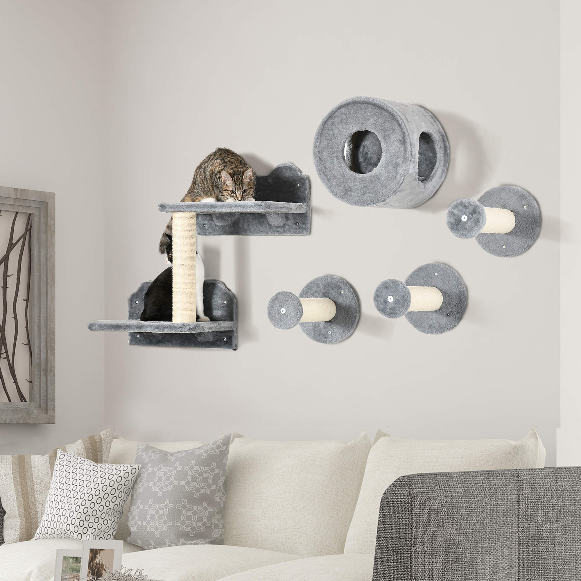 5PCs Cat Wall Furniture With Perch,Cat House,Scratching Post detail photo 10