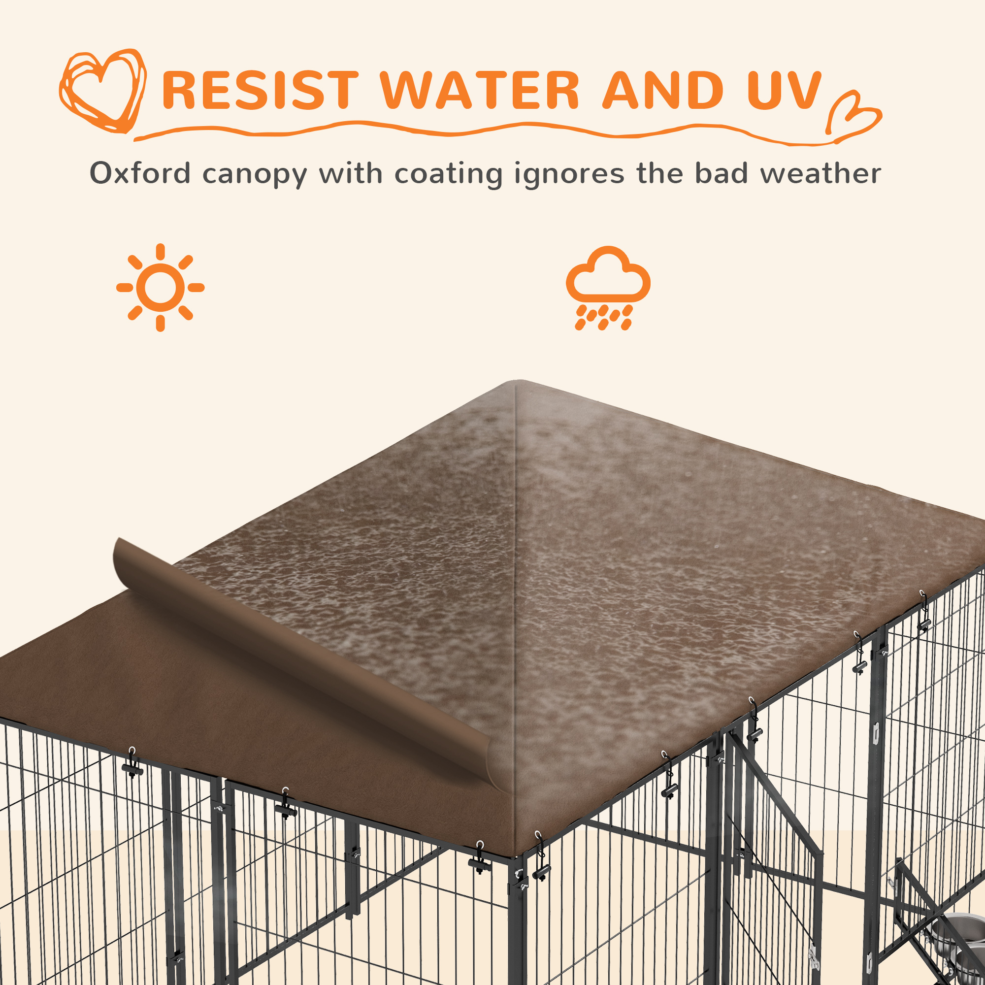 Outdoor Dog Kennel Puppy Play Pen With Canopy Garden Playpen Fence Crate — image 3