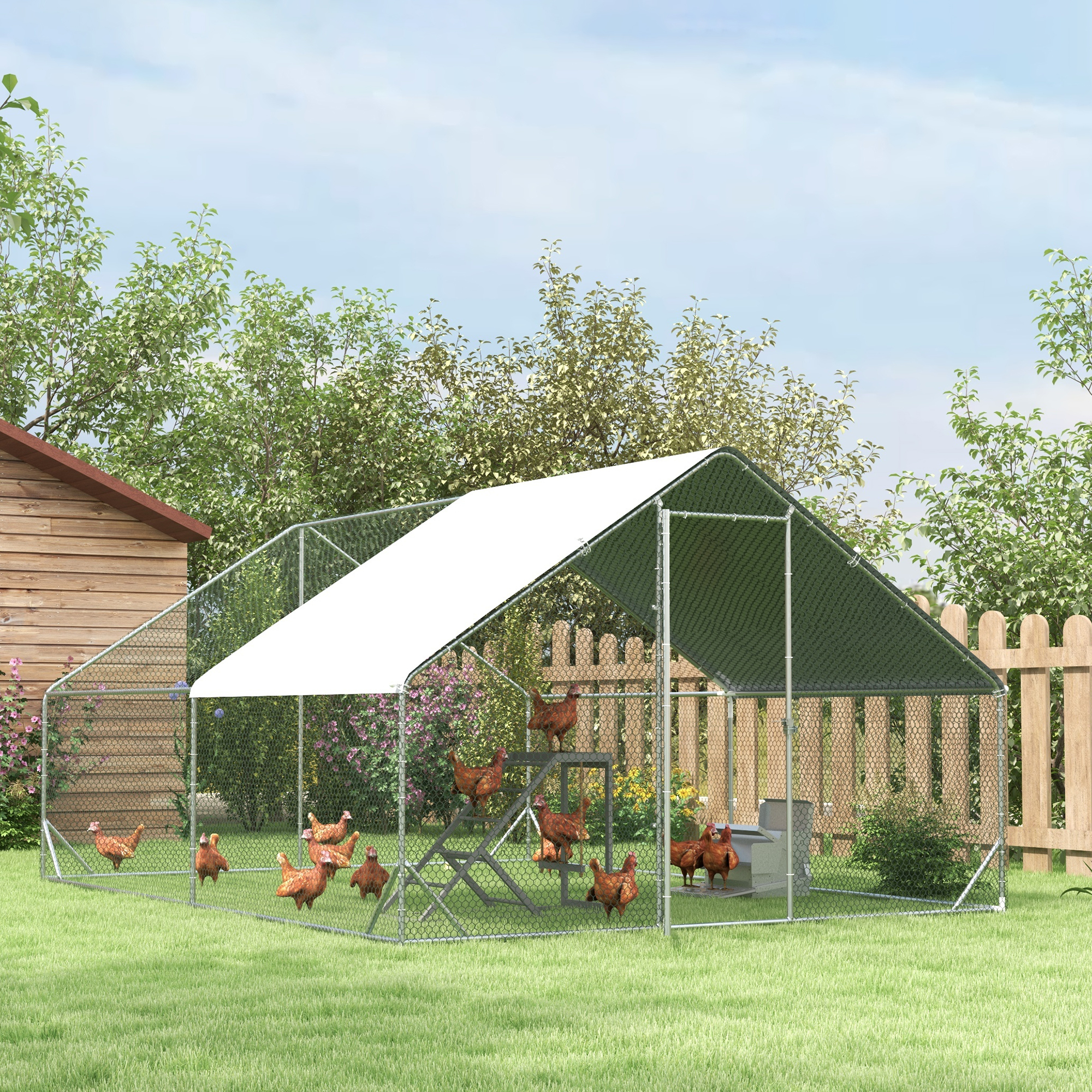 Chicken Run Galvanised Walk-in Coop Hen Poultry House Cage Rabbit Hutch Pet — image 3