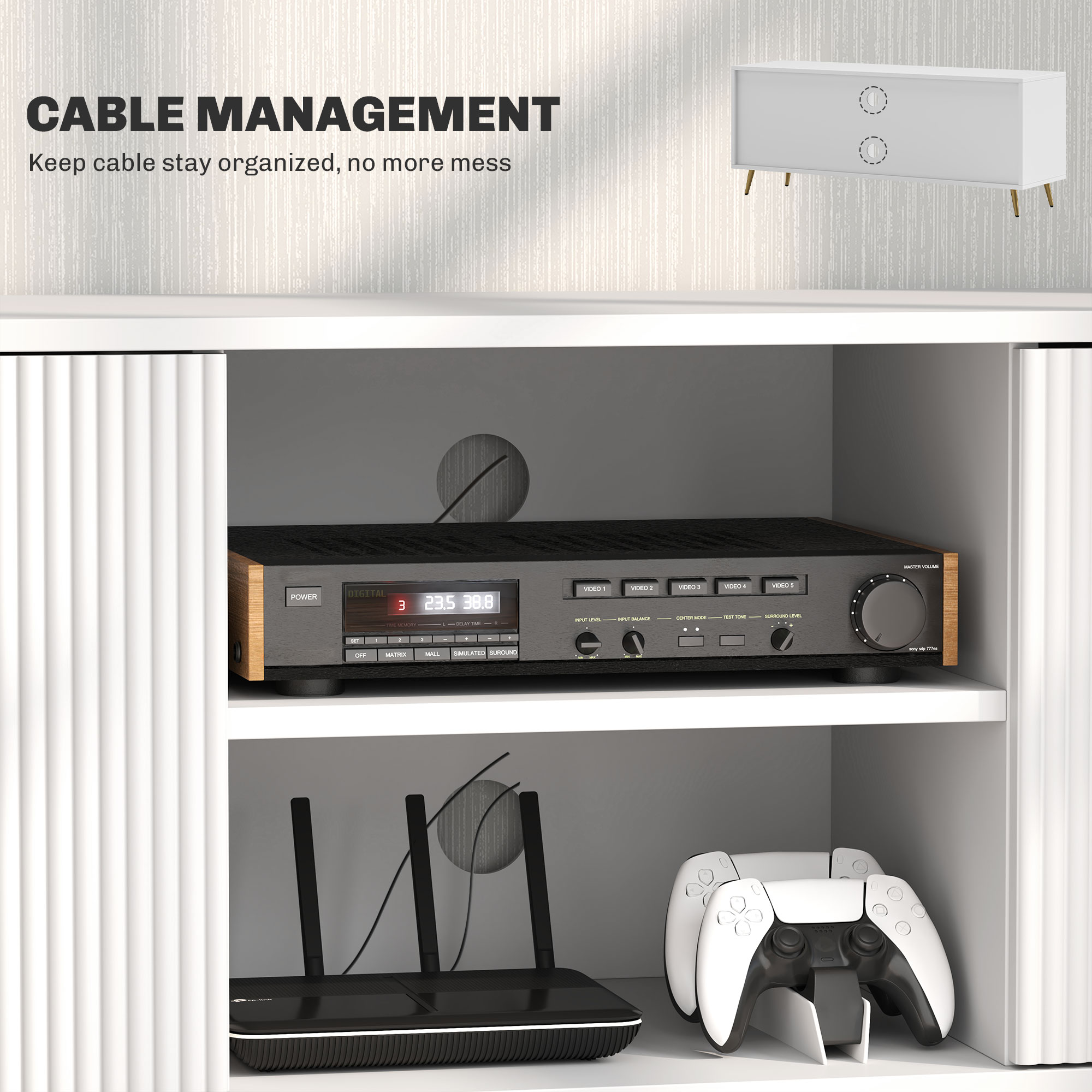 Modern TV Stand Cabinet For TVs Up To 55",TV Unit With 2 Open Shelves And 2 — image 3