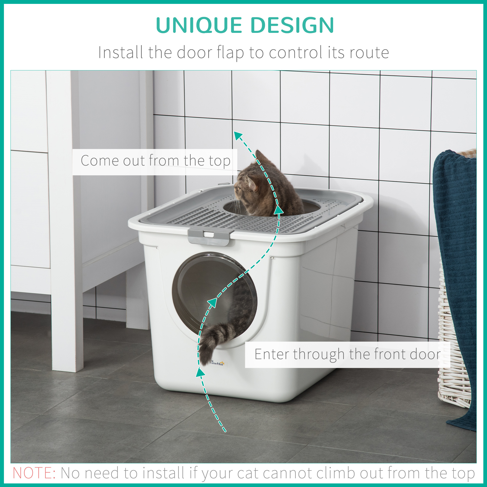 Cat Litter Box,Pet Toilet,Enclosed Kitten Pan With Front Entrance Top Exit,High — image 3