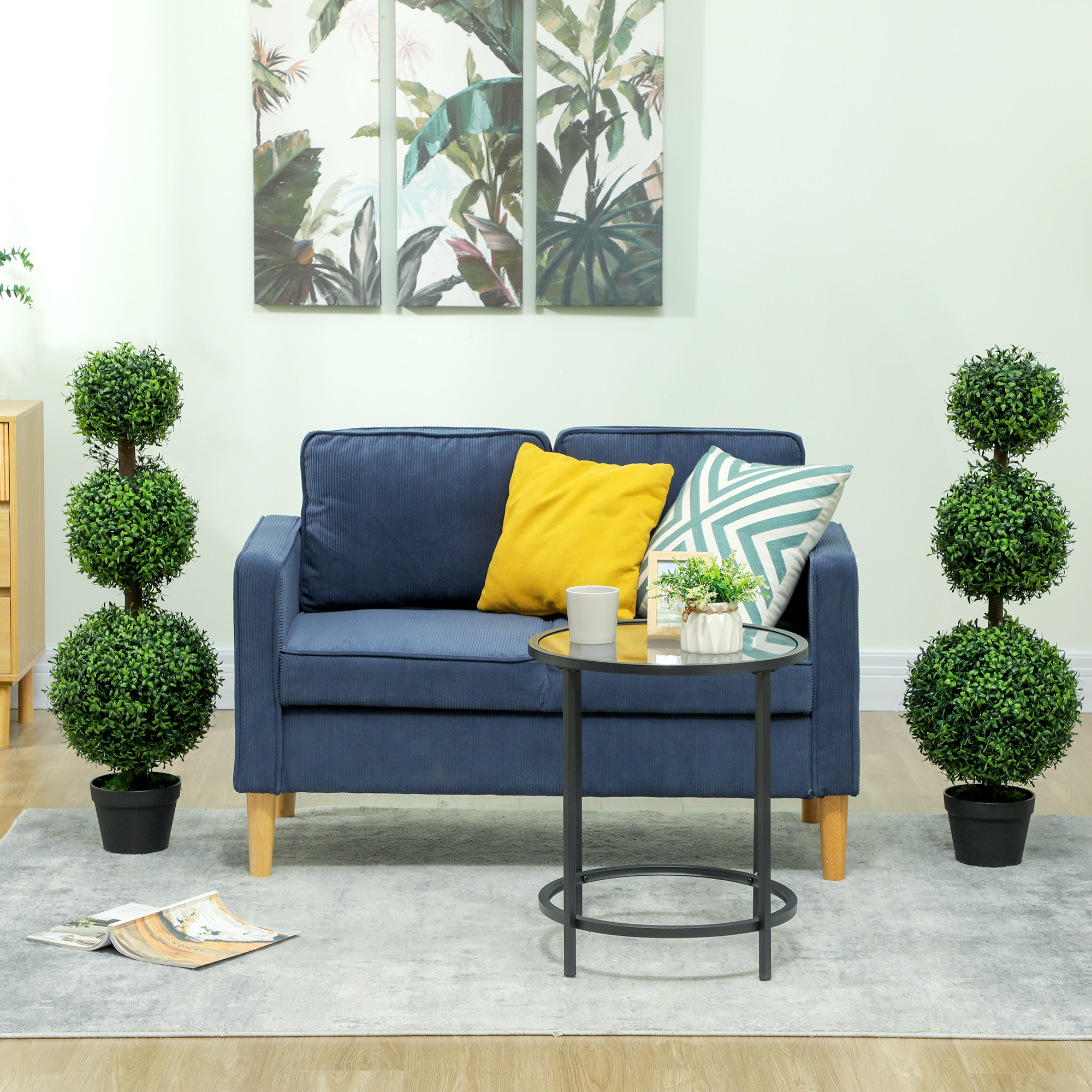 Set Of 2 Decorative Artificial Trees,Topiary Ball-shaped Boxwood Trees — image 3