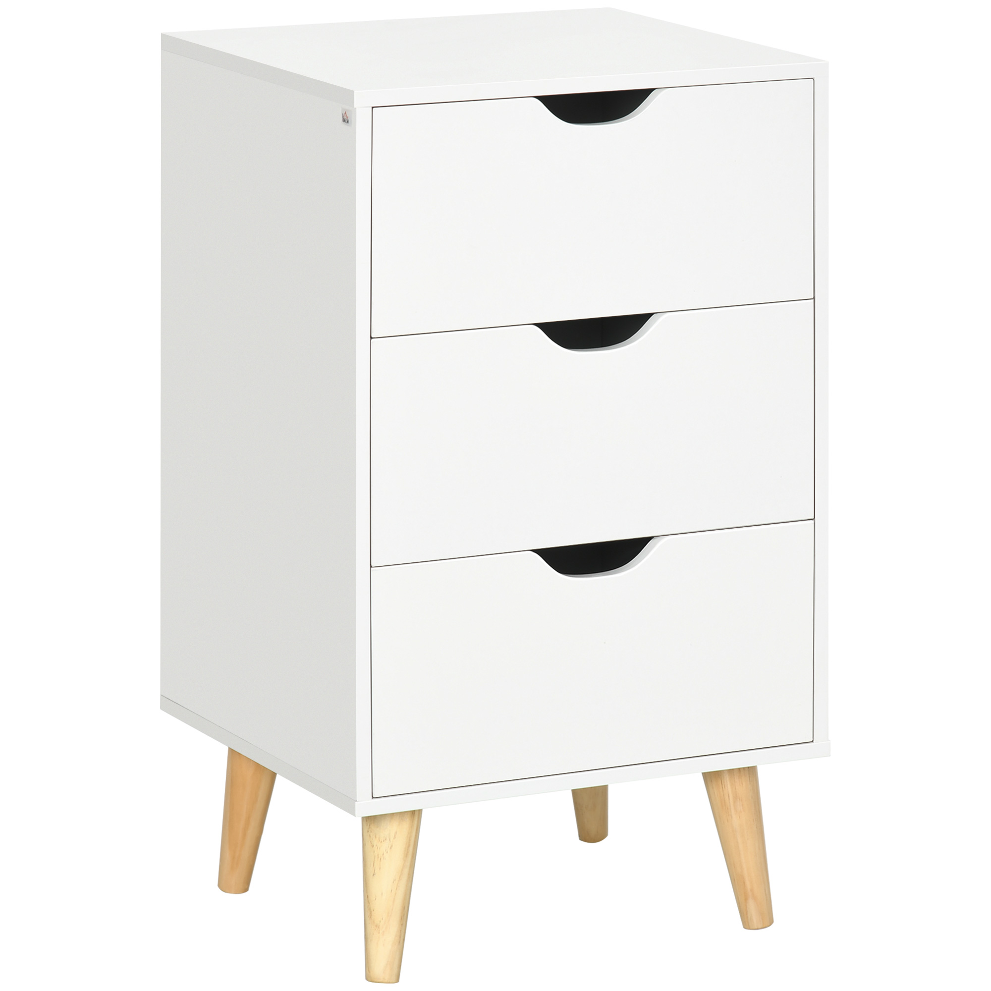Bedside Table,Bedside Cabinet With 3 Drawers,Side End Table Pine Wood Legs — image 2