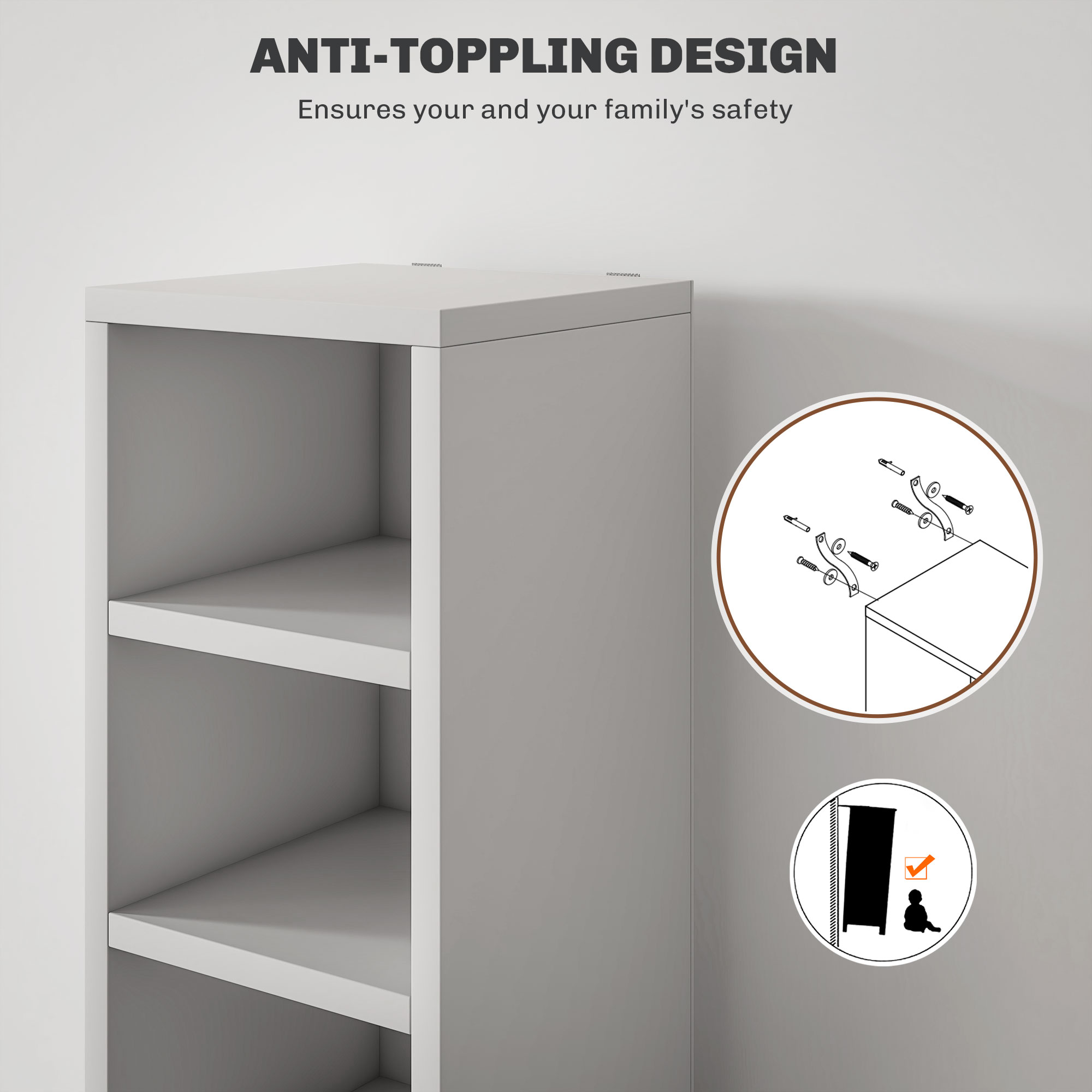 204 CD Tall Narrow Media Storage Tower-White — image 4