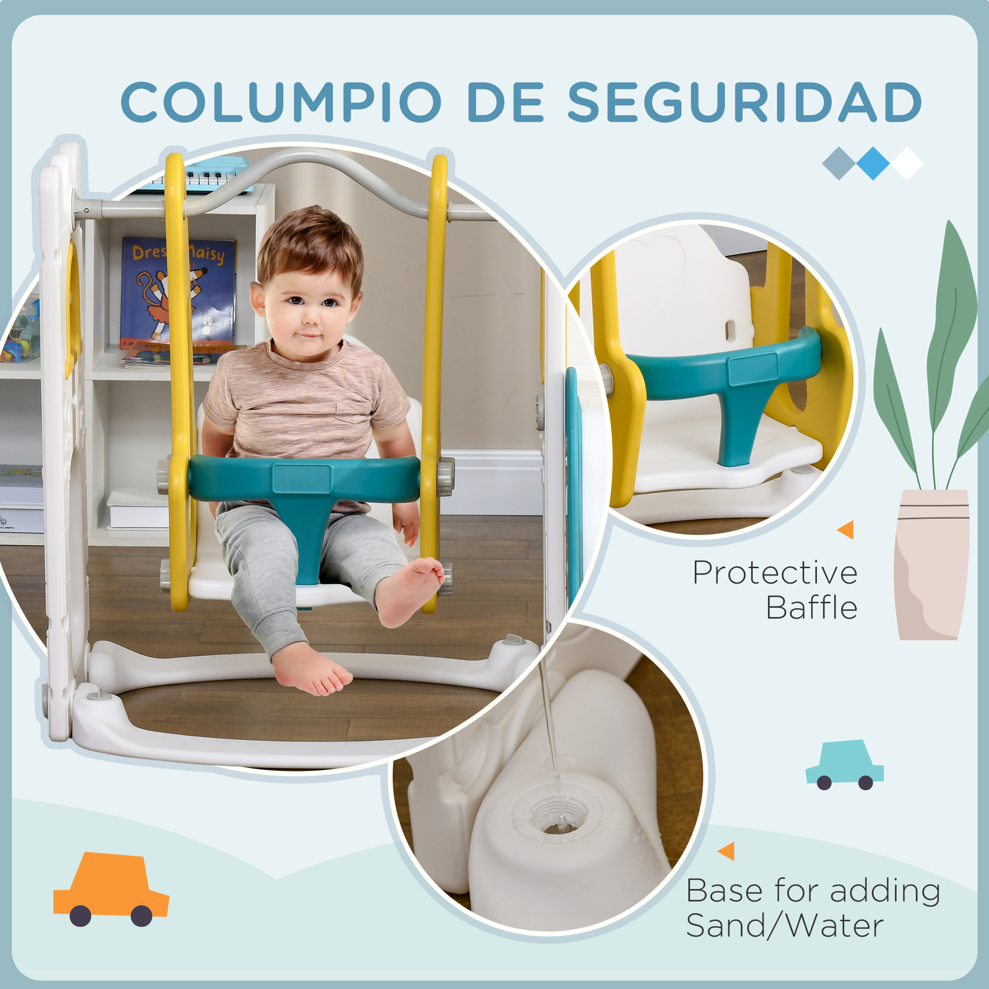 6-in-1 Swing And Slide Set,Kids Playground With Basketball — image 5