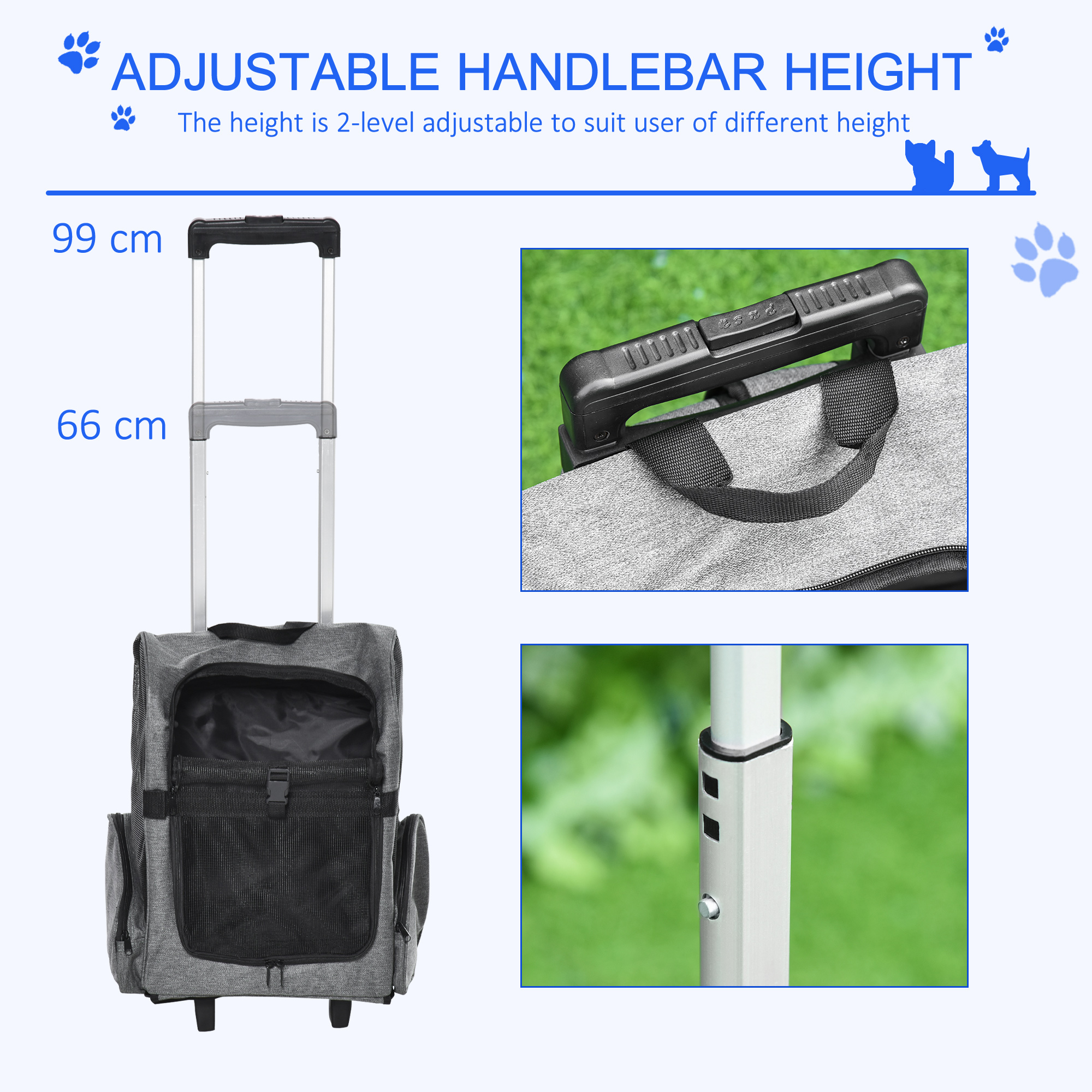 Pet Travel Backpack Bag Cat Puppy Dog Carrier W/ Trolley And Telescopic Handle — image 2