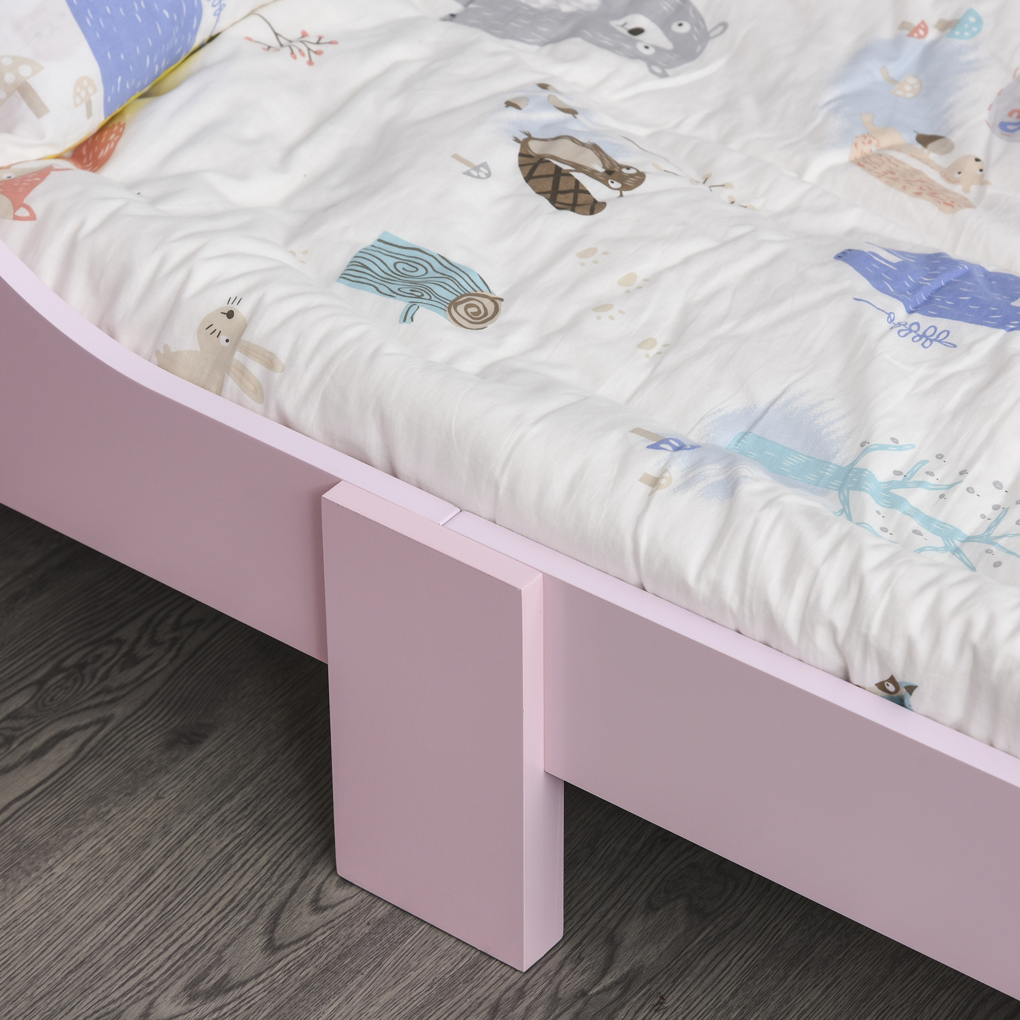 Kids Toddler Bed Princess Crown Theme Safety Side Rails Slats Home Bedroom — image 3