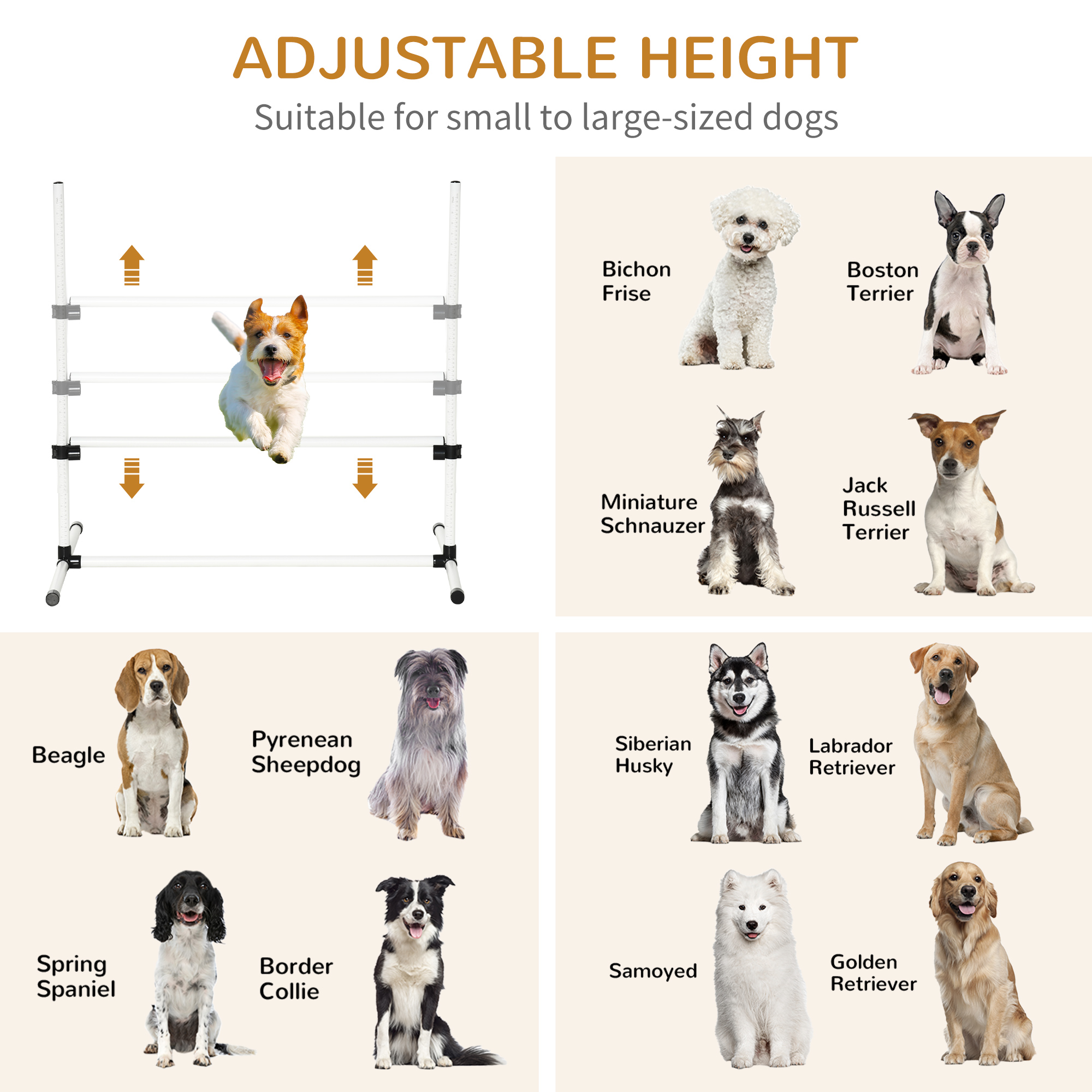 4 Pieces Dog Agility Training Equipment,Adjustable Height Jumps Hurdle With Carrying Bag For Outdoor,White detail photo 9
