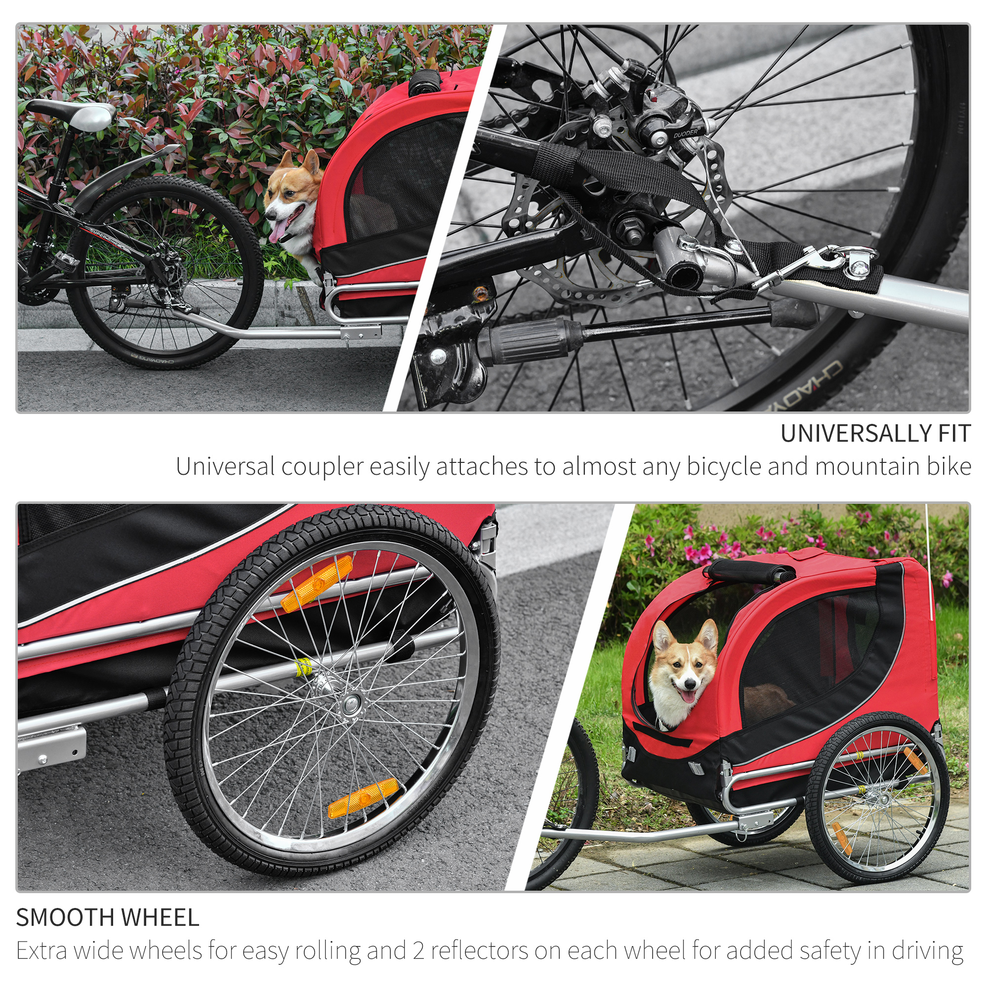 Steel Dog Bike Trailer Pet Cart Carrier For Bicycle Kit Water Resistant — image 2