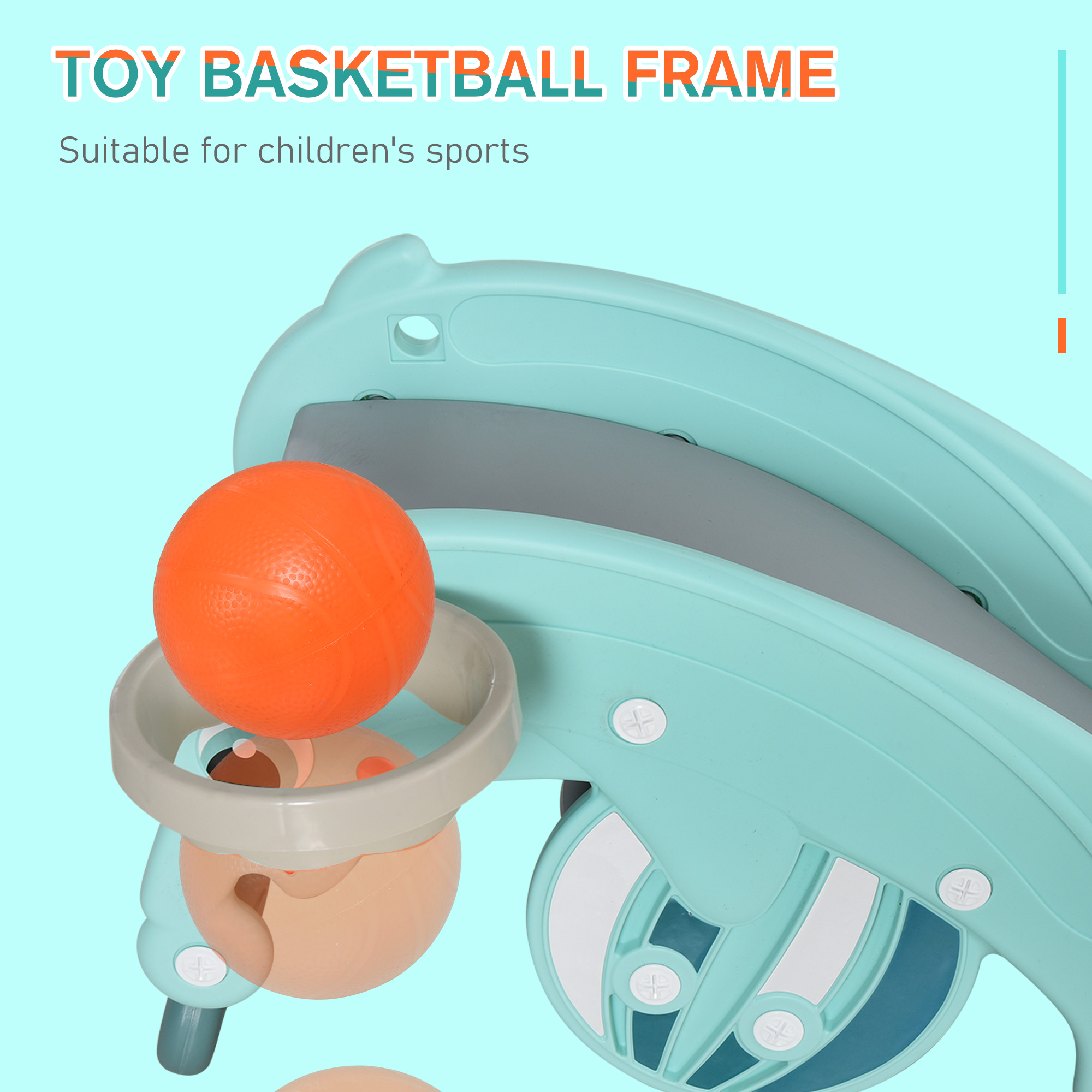 3-in-1 Baby Rocking Horse Portable Slide Basketball Hoop Equipment Indoor — image 3