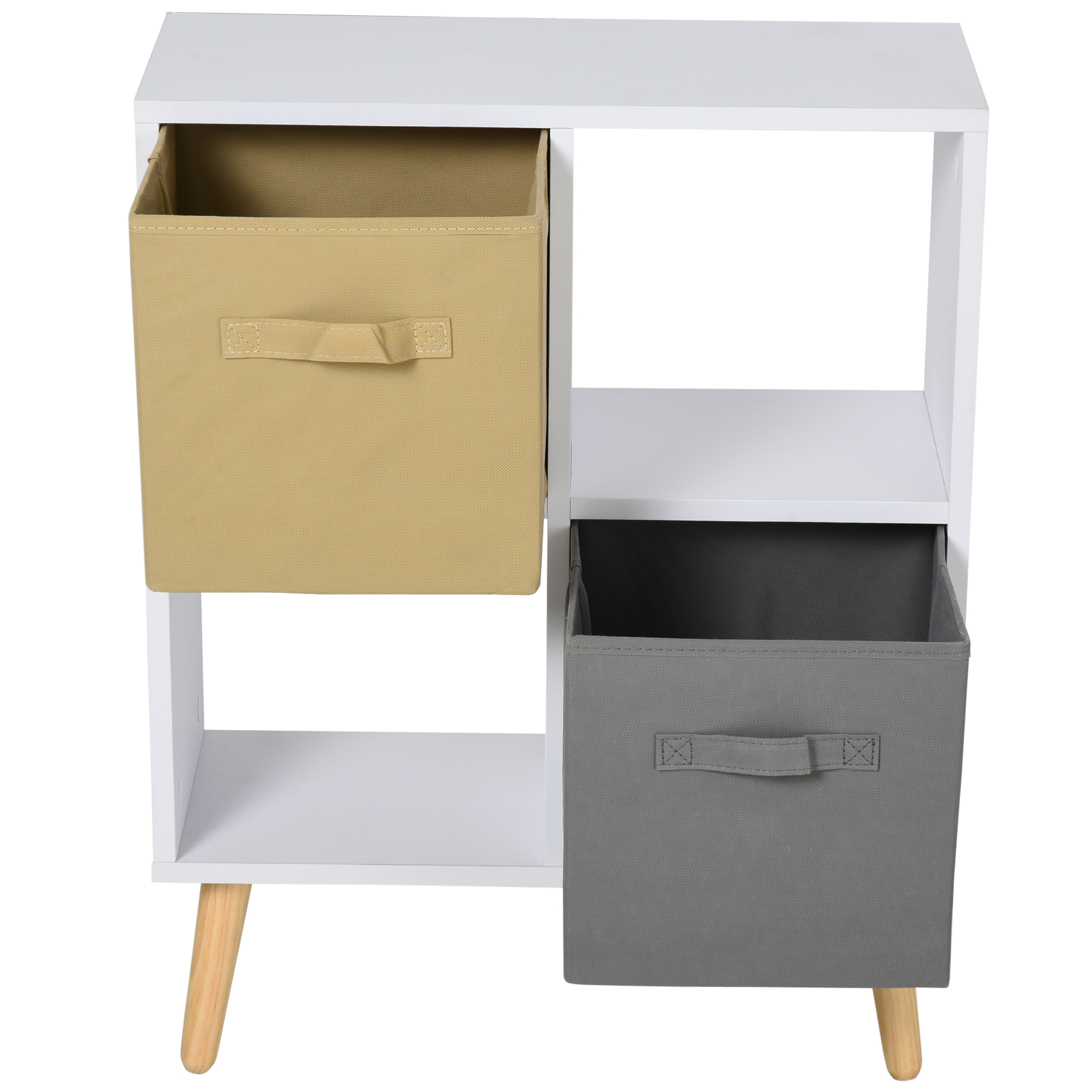 Freestanding 4 Cube Unit Cabinet W/ 3 Fabric Drawers Handles Home Office — image 3