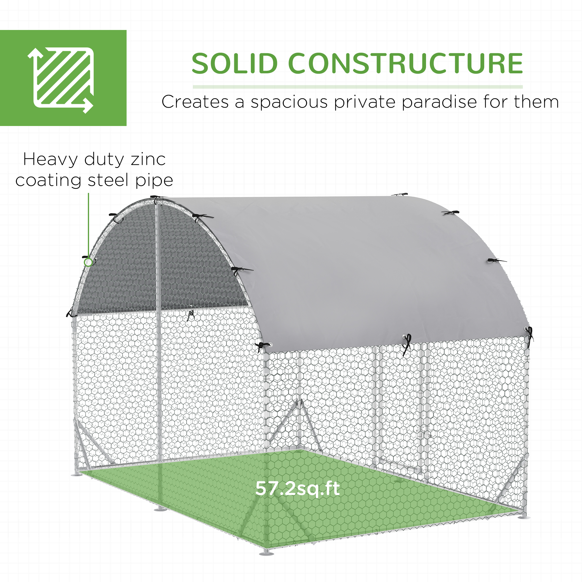 Walk In Chicken Run Galvanised Coop Hen Poultry House Cage Pet Playpen Garden — image 4