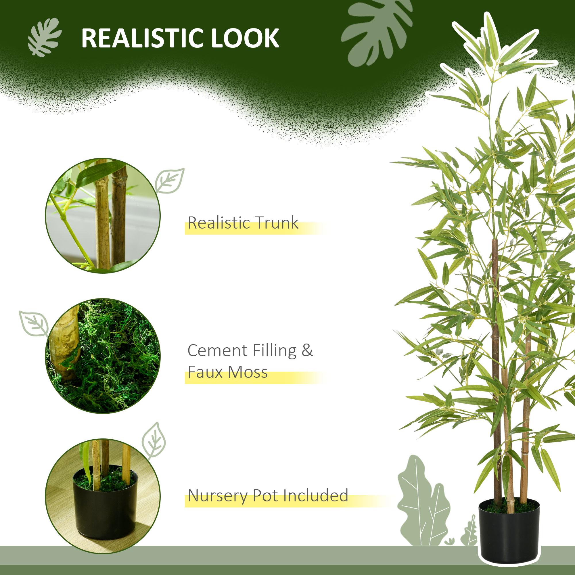 Artificial Plant Bamboo Tree Height 120 Cm With Pot For Home Indoor Decor — image 2