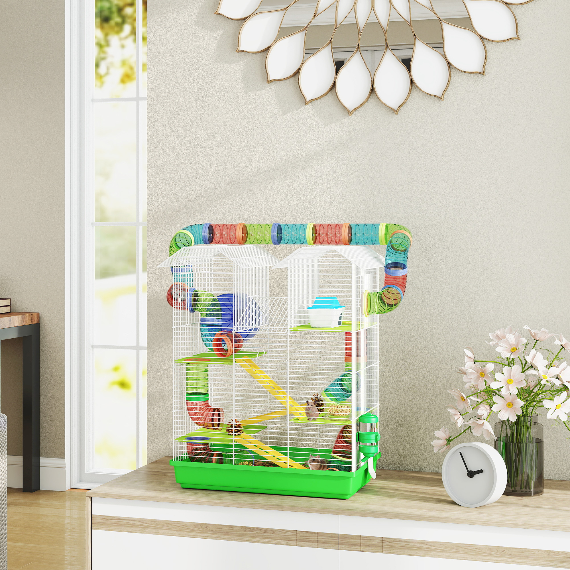 Hamster Cage,5 Tier Carrier Habitat With Exercise Wheels Tunnel Tube Water — image 5