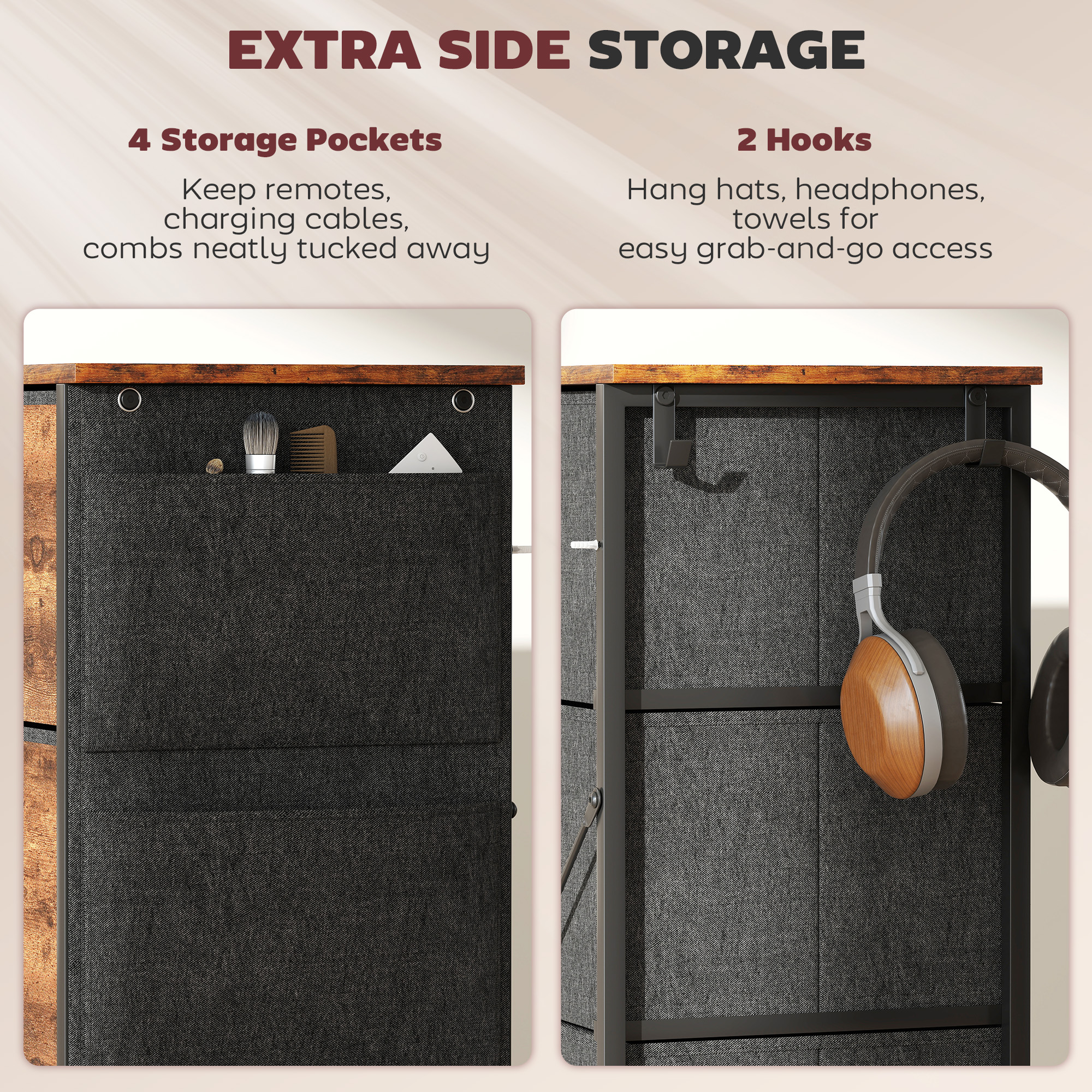 Chest Of Four Fabric Drawers-Rustic Brown — image 3