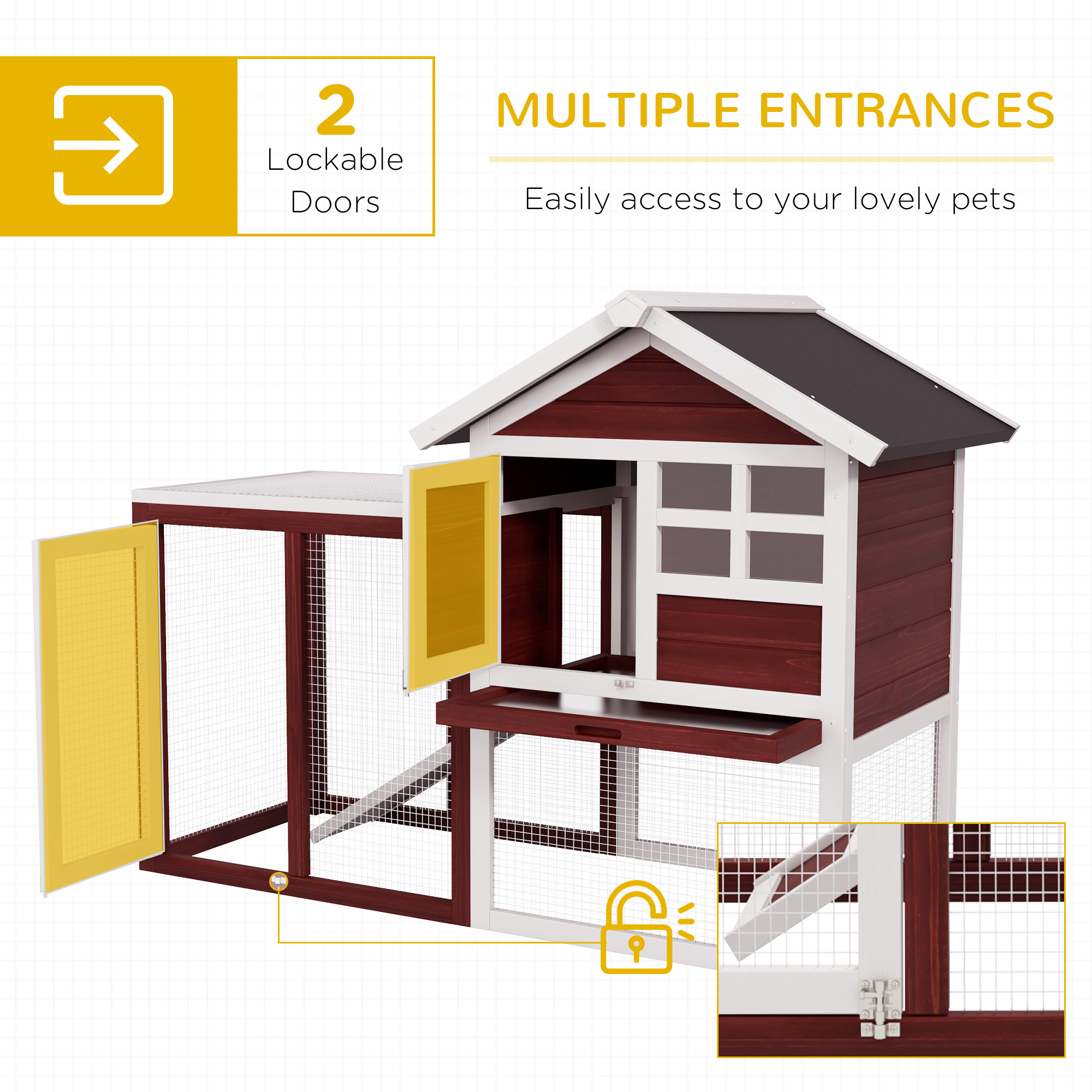 Rabbit Hutch Outdoor Wooden Guinea Pig Run Bunny Cage Small Animal House