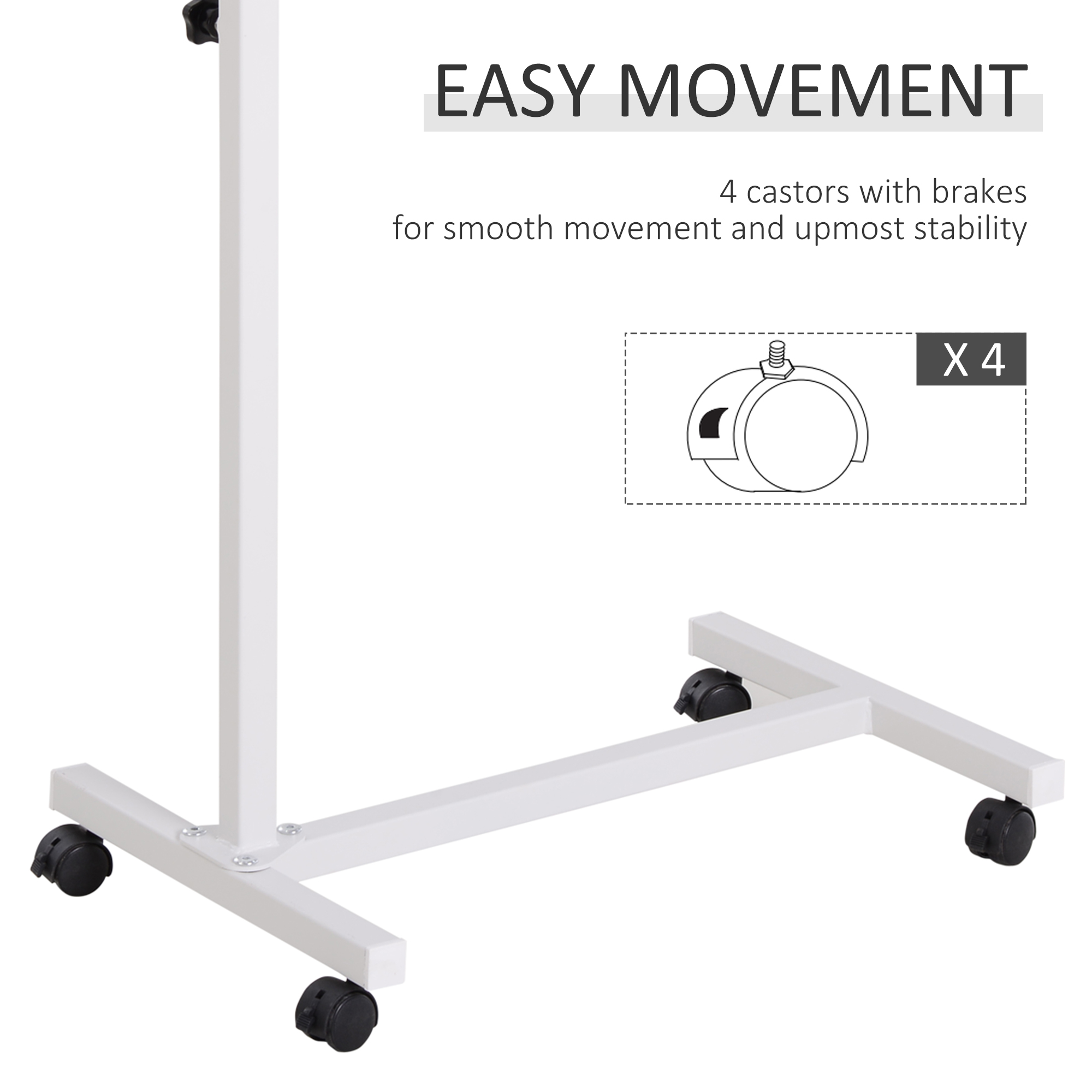 Height Adjustable Over Bed Table With Wheels,C Shaped Laptop Desk,Portable — image 3