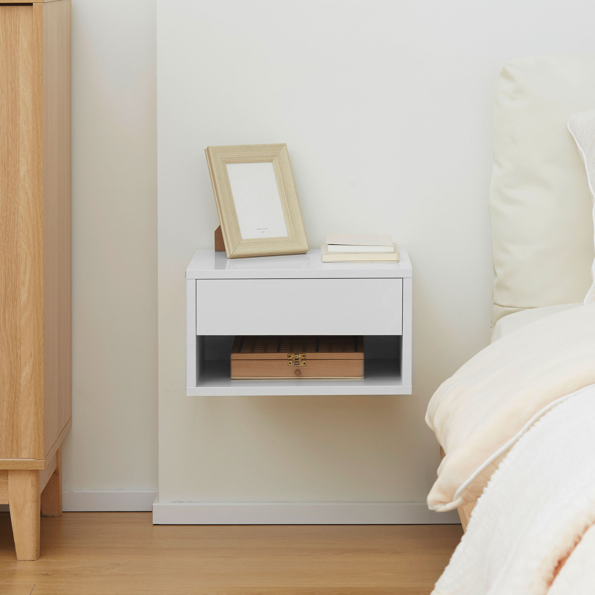 Set Of Two Floating Bedside Tables-High Gloss White — image 5