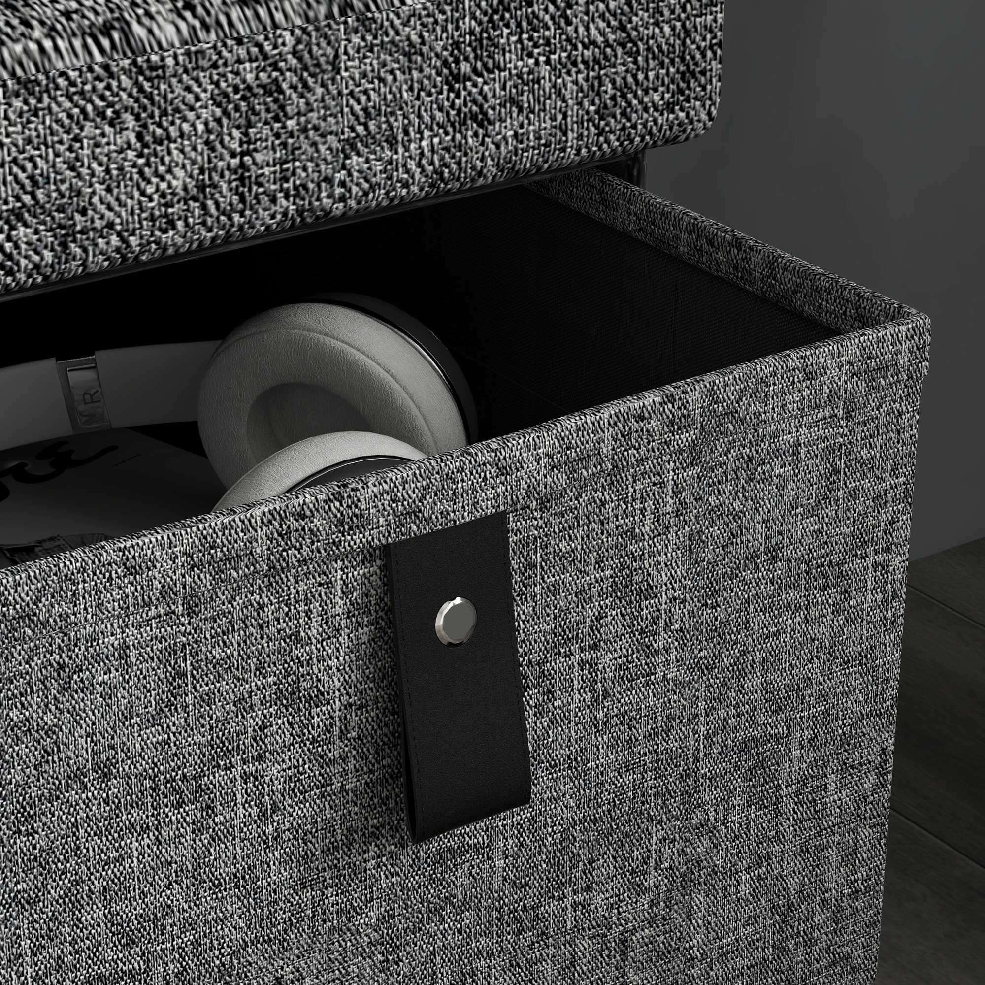 Six-Drawer Shoe Storage Bench,with Padded Top Seat-Dark Grey