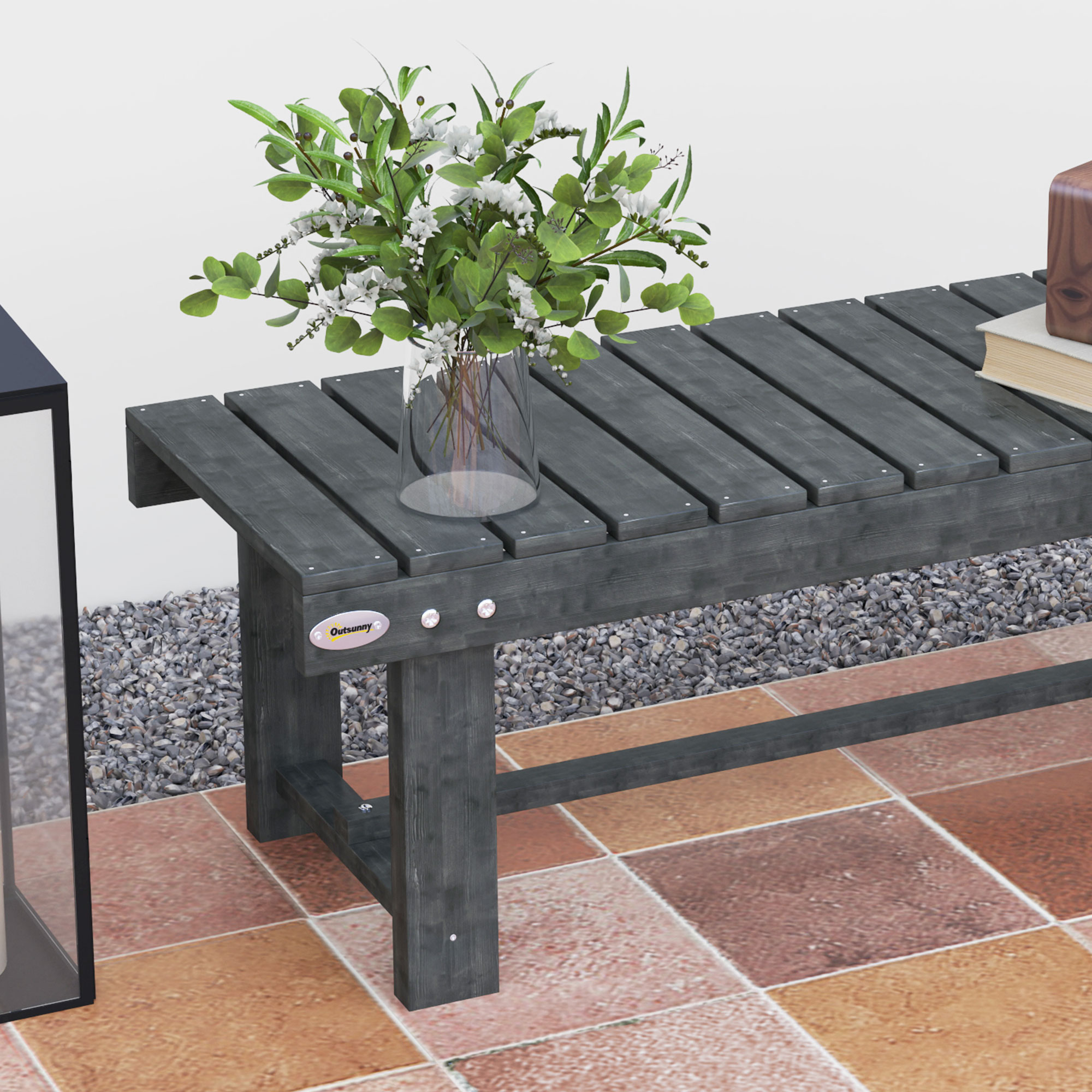2-seater garden wooden bench,grey
