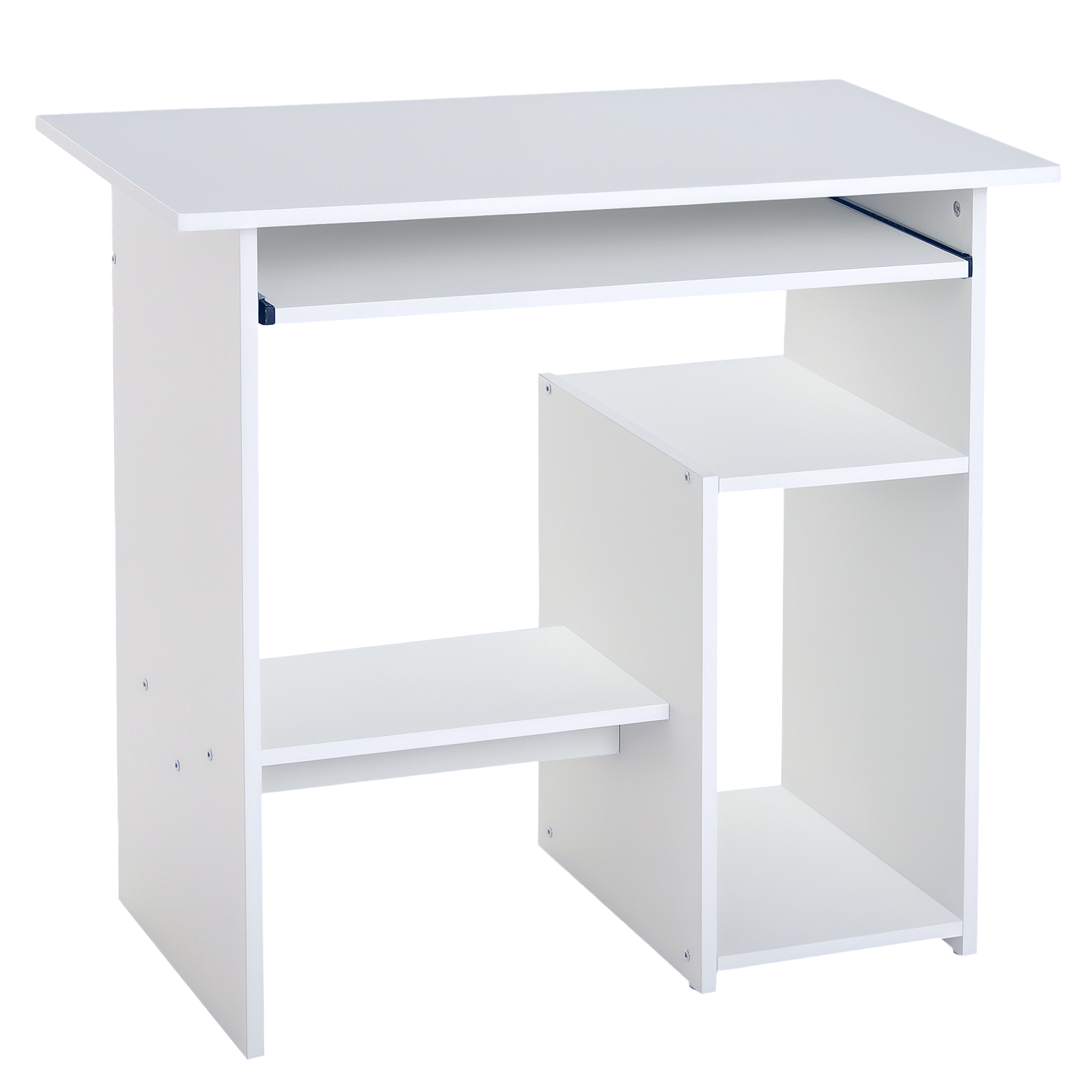 Compact Small Computer Table Wooden Desk Keyboard Tray Storage Shelf Modern — image 4