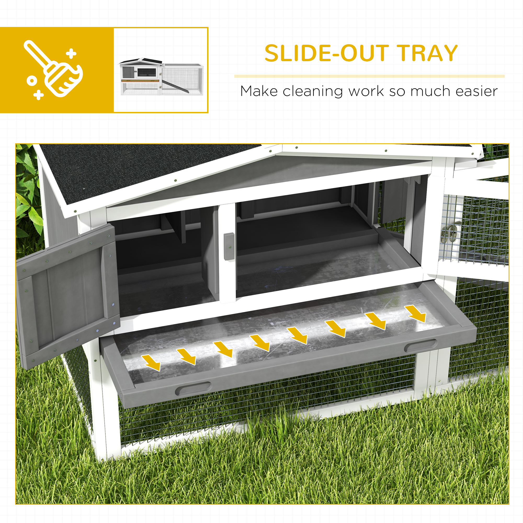 Rabbit Hutch With Run Wooden Guinea Pig Outdoor Bunny Cage Hide House Sliding — image 4