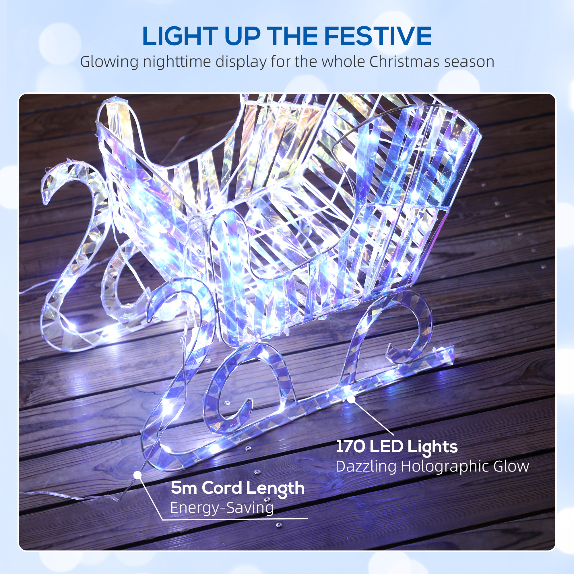 Lighted Christmas Reindeer With Sleigh,Outdoor Yard