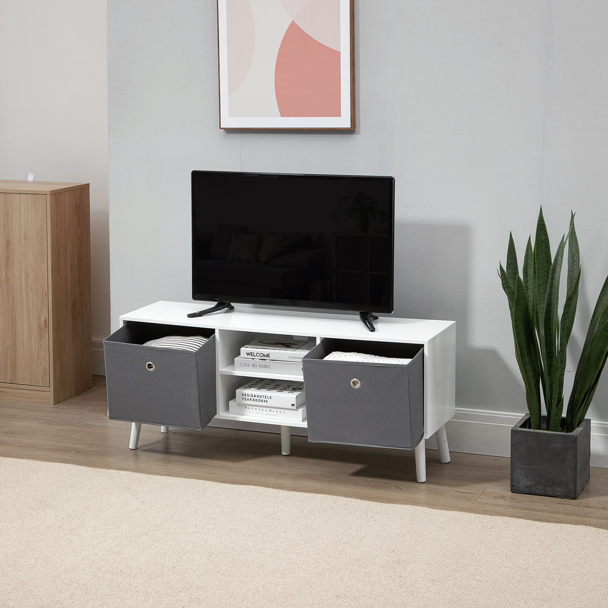 TV Cabinet Stand Unit For TVs Up To 50'' With Foldable Drawers,Entertainment — image 3